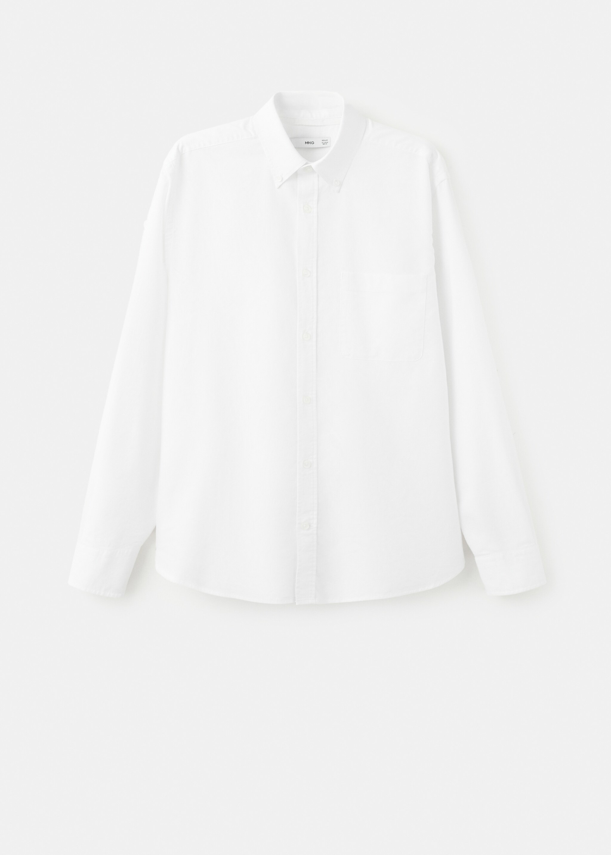 قميص أوكسفورد خفيف 100% قطن بقصة عادية - منتج دون نموذج, أبيض. Ref: 27055946-00.