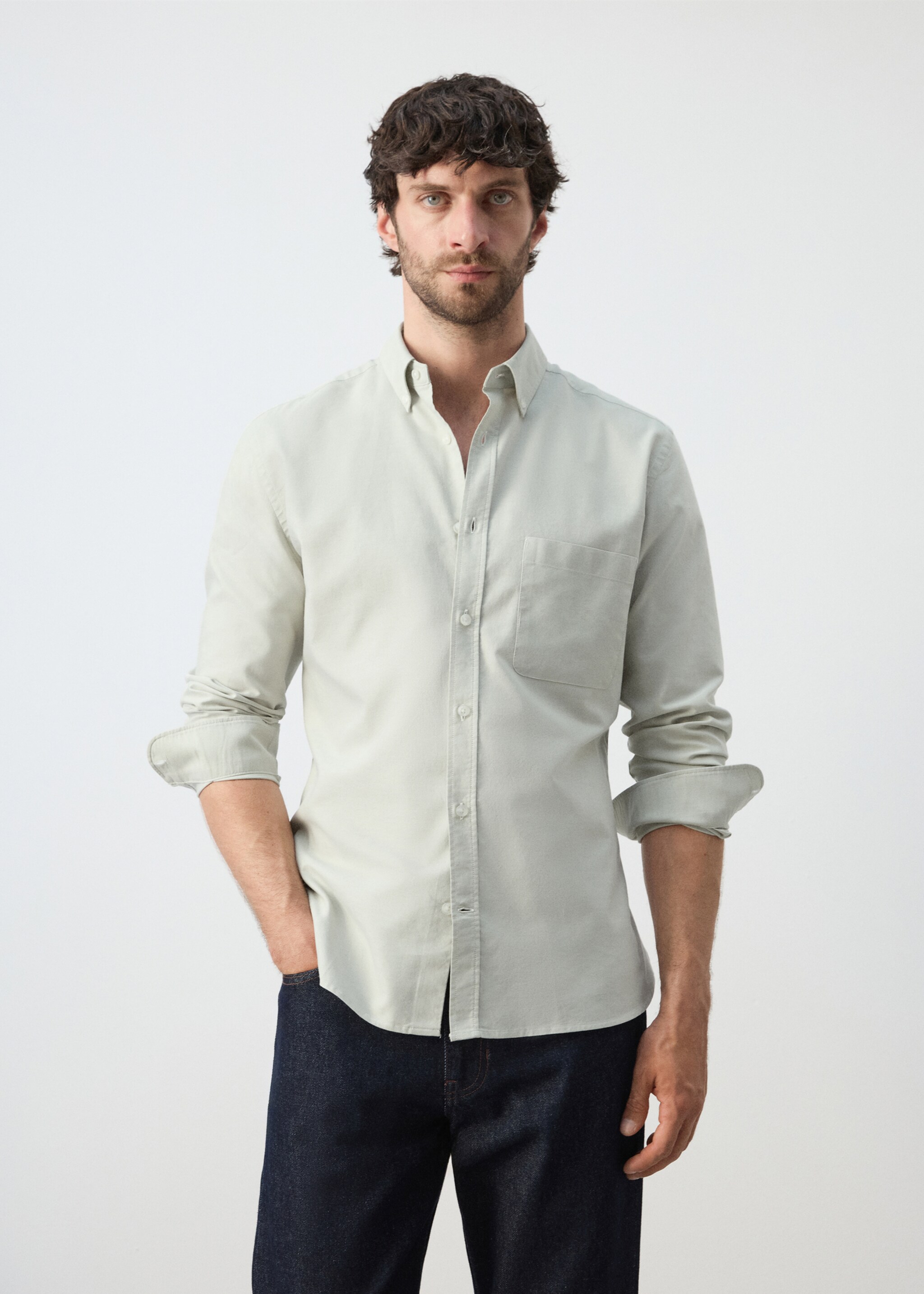 100% cotton Oxford shirt, regular fit - Medium plane, Pastel Green. Ref: 27055946-00.