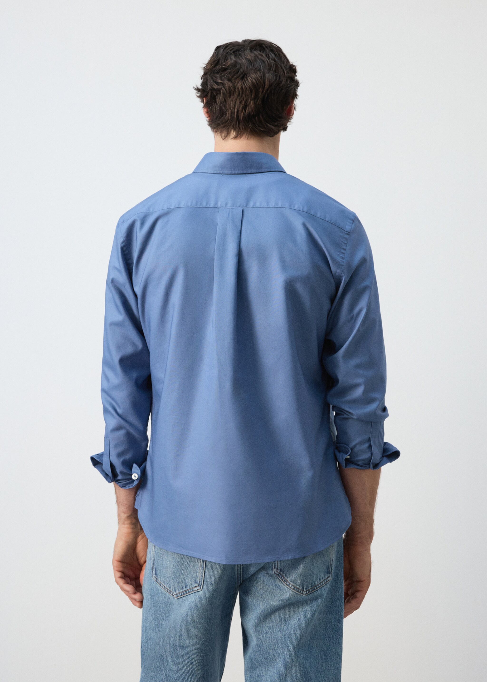 100% cotton Oxford shirt, regular fit - Reverse of the article, Ink Blue. Ref: 27055946-00.