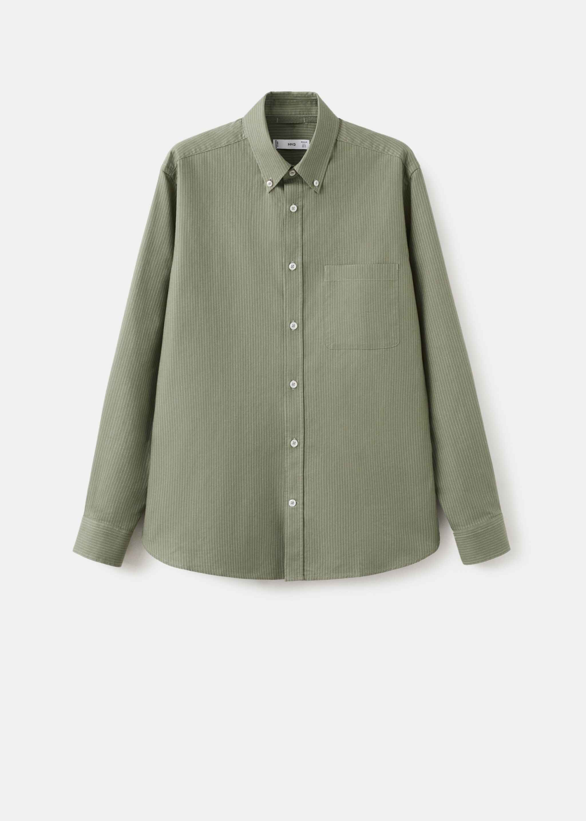 Regular-fit striped Oxford shirt - Article without model, Green. Ref: 27055947-00.
