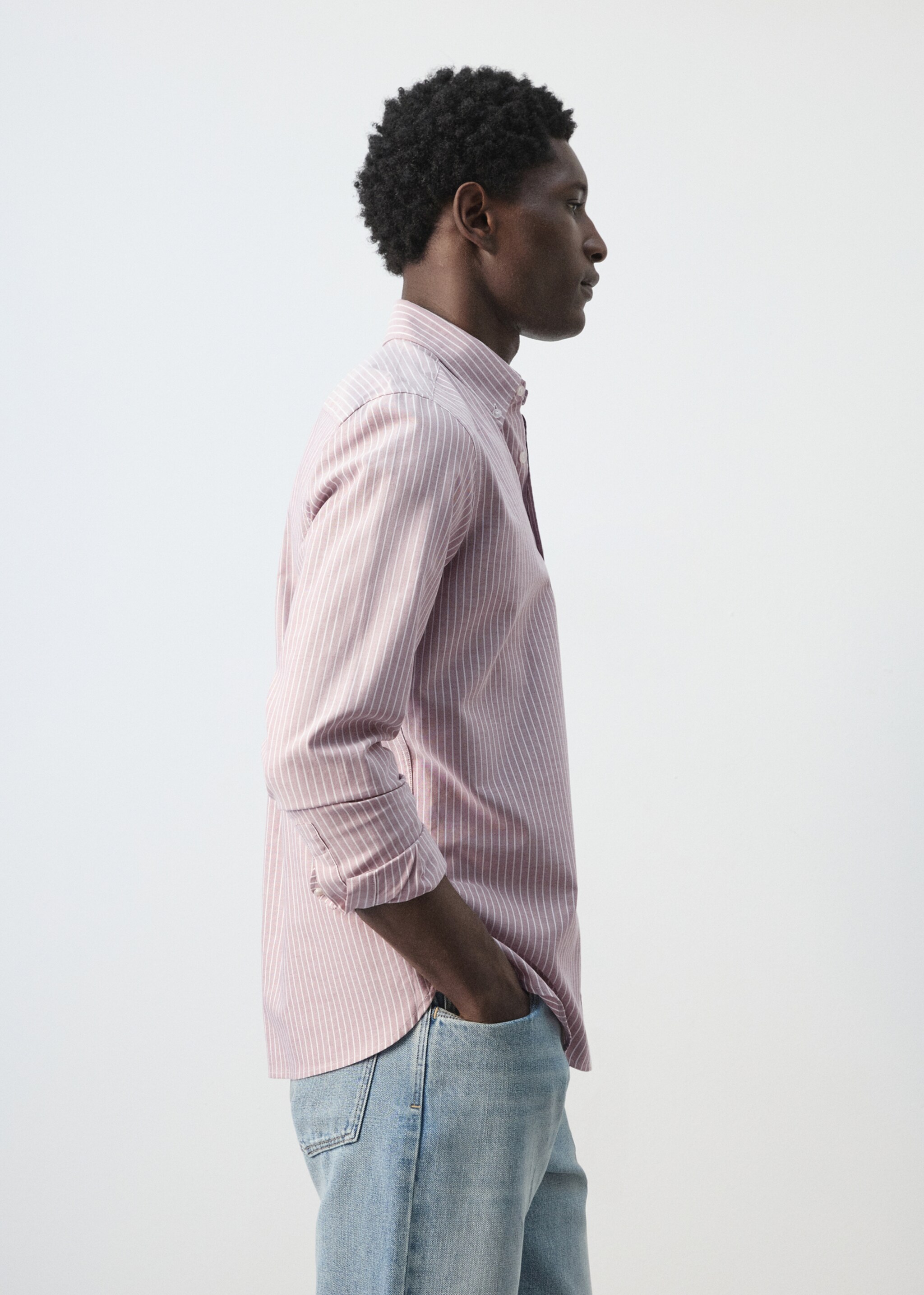 Chemise Oxford regular-fit 100 % coton rayures - Détail de l'article 2, Cerise. Ref: 27055947-00.