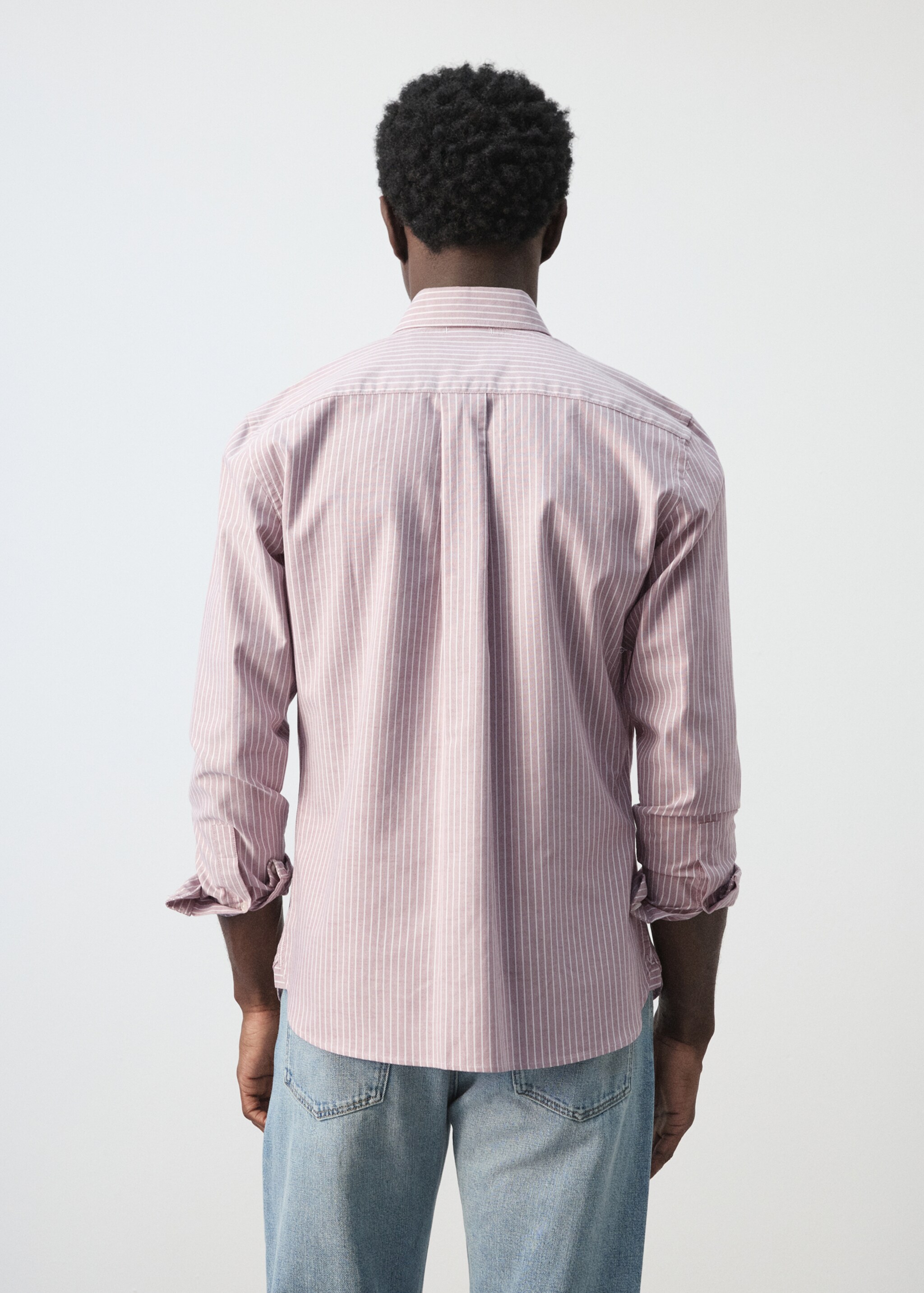 Chemise Oxford regular-fit 100 % coton rayures - Verso de l’article, Cerise. Ref: 27055947-00.