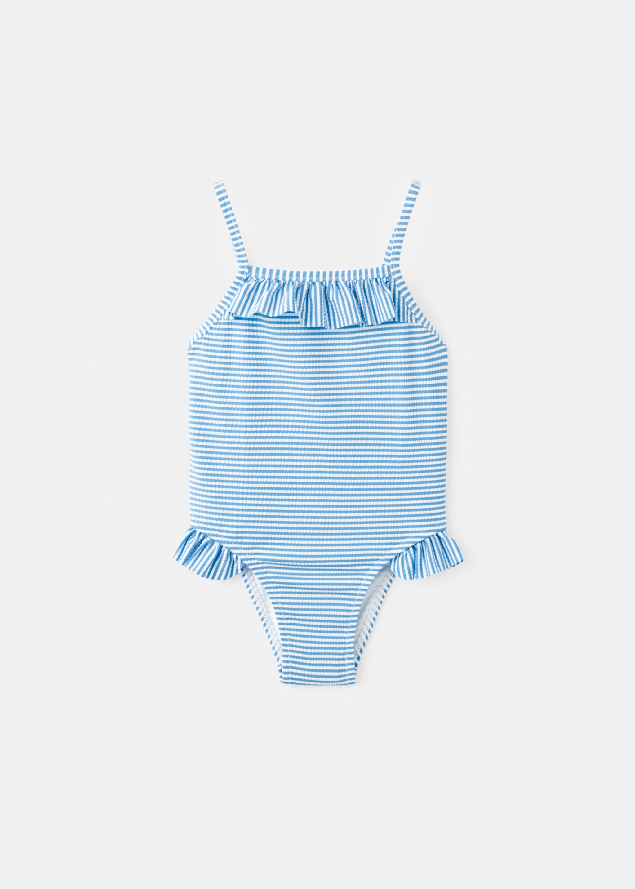 Ruffled striped swimsuit - Article without model, Blue. Ref: 27055955-00.