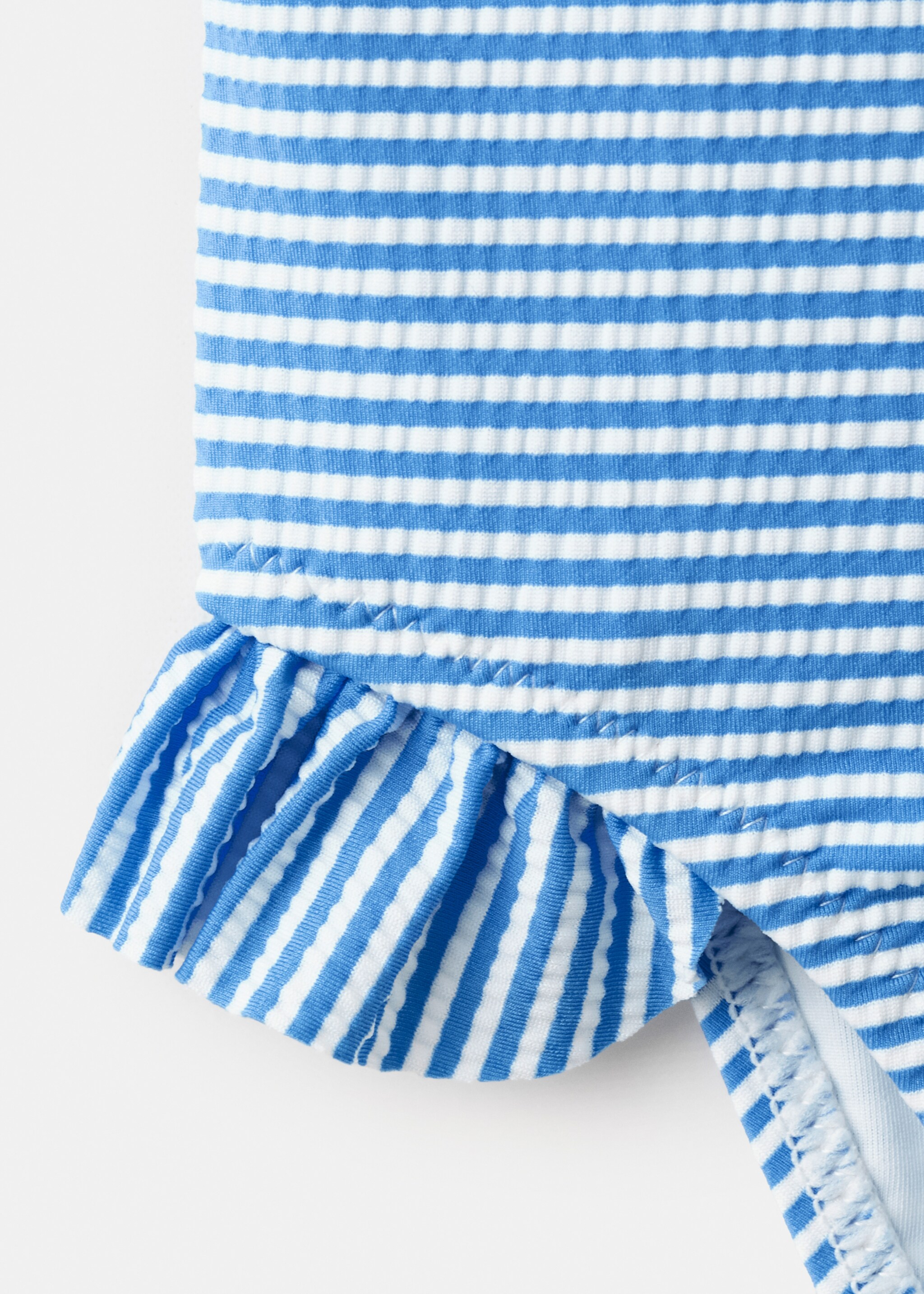 Ruffled striped swimsuit - Details of the article 0, Blue. Ref: 27055955-00.