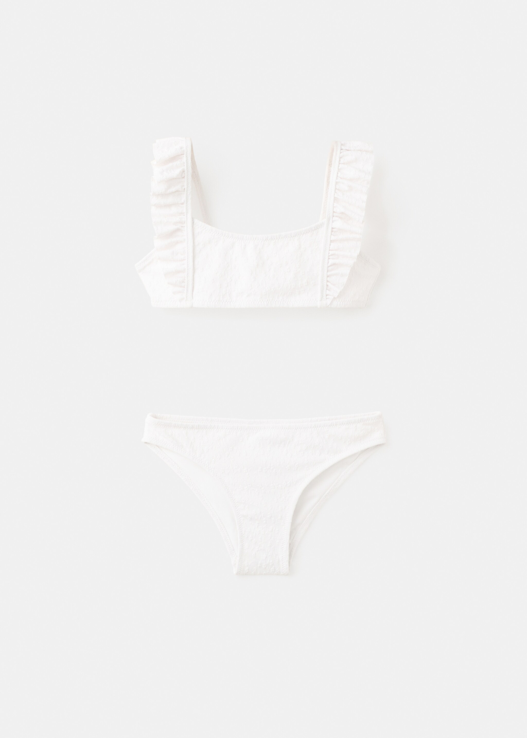 Ruffled floral textured bikini - Article without model, White. Ref: 27055956-00.