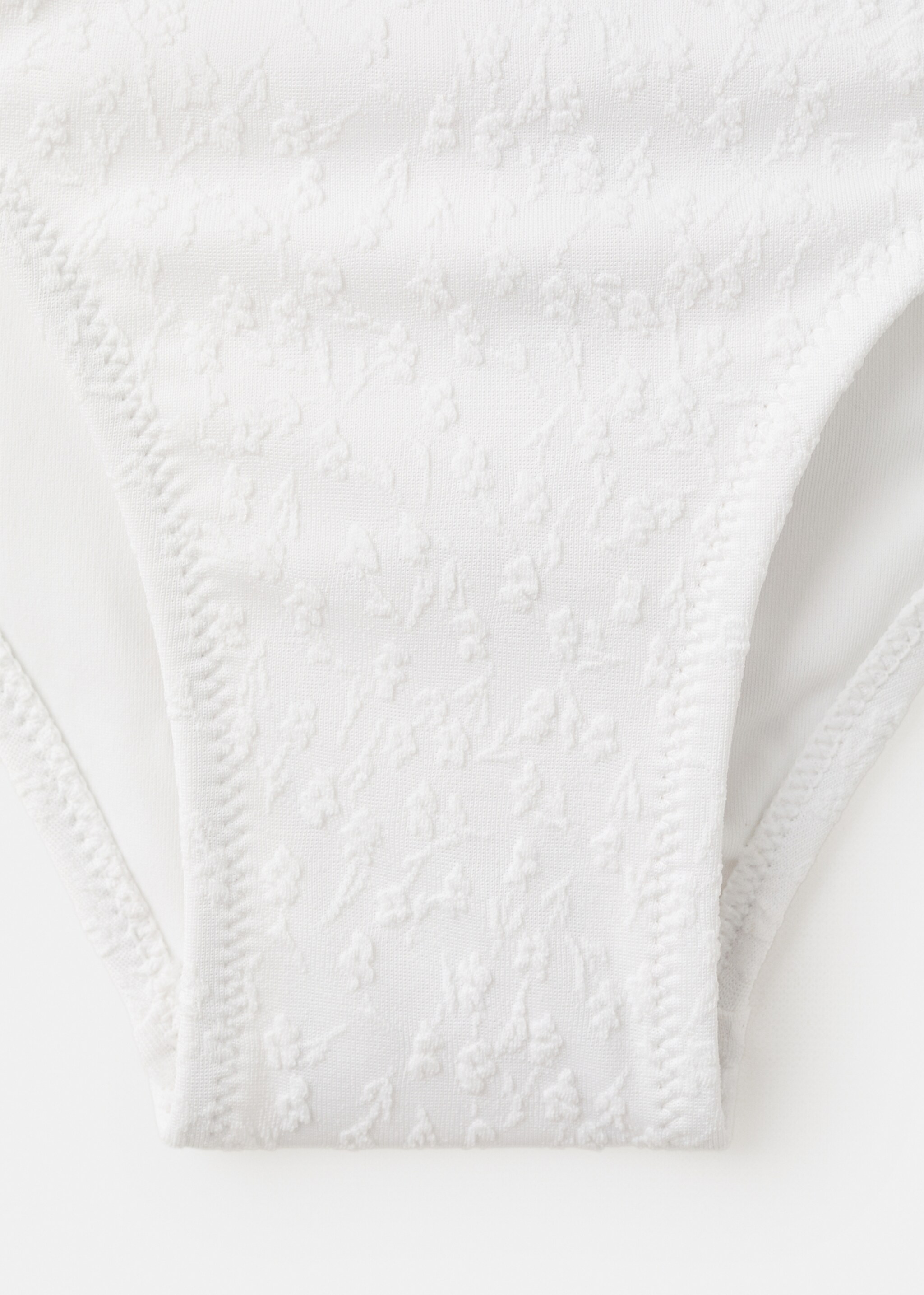 Ruffled floral textured bikini - Details of the article 0, White. Ref: 27055956-00.