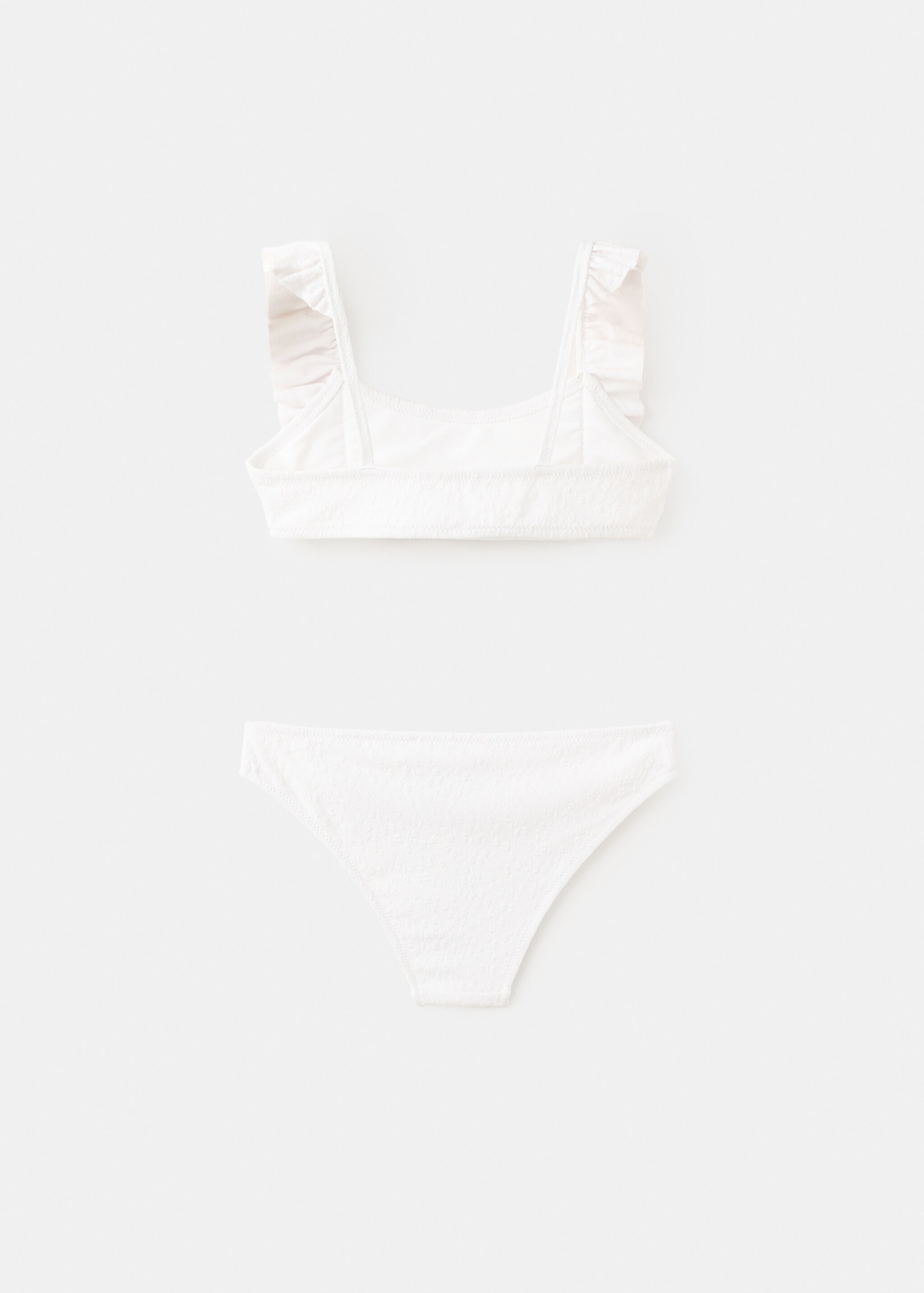 Ruffled floral textured bikini - Reverse of the article, White. Ref: 27055956-00.