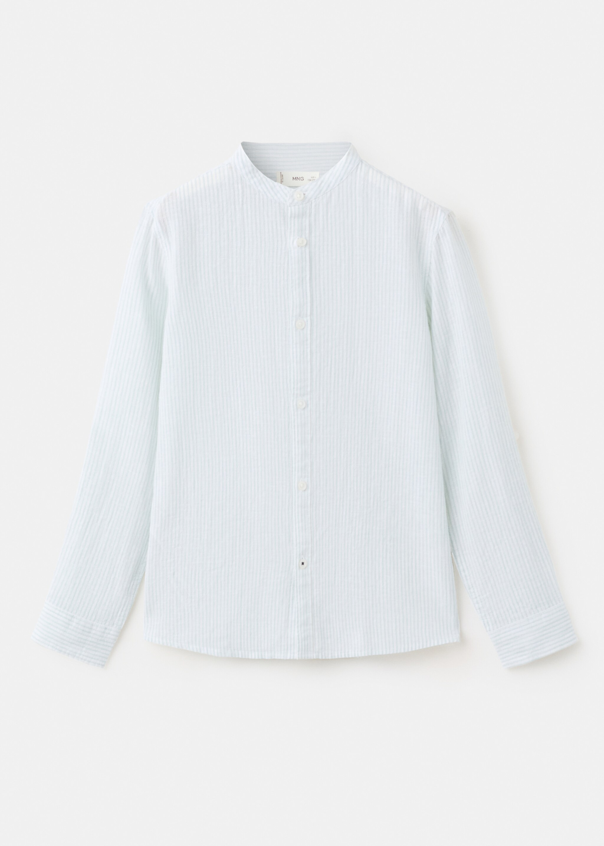 Striped linen-blend shirt - Article without model, Pastel Green. Ref: 27055960-00.