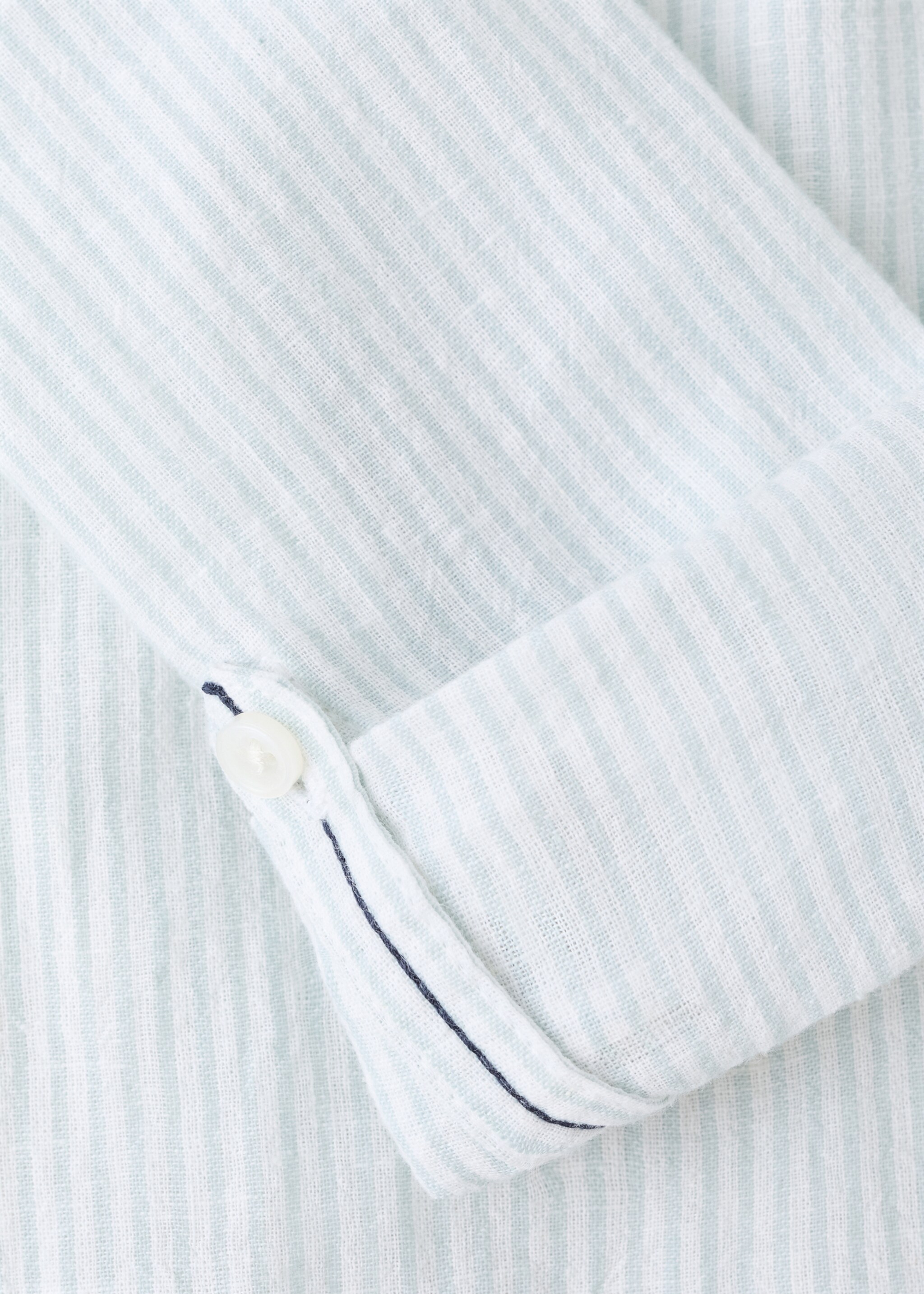 Striped linen-blend shirt - Details of the article 8, Pastel Green. Ref: 27055960-00.