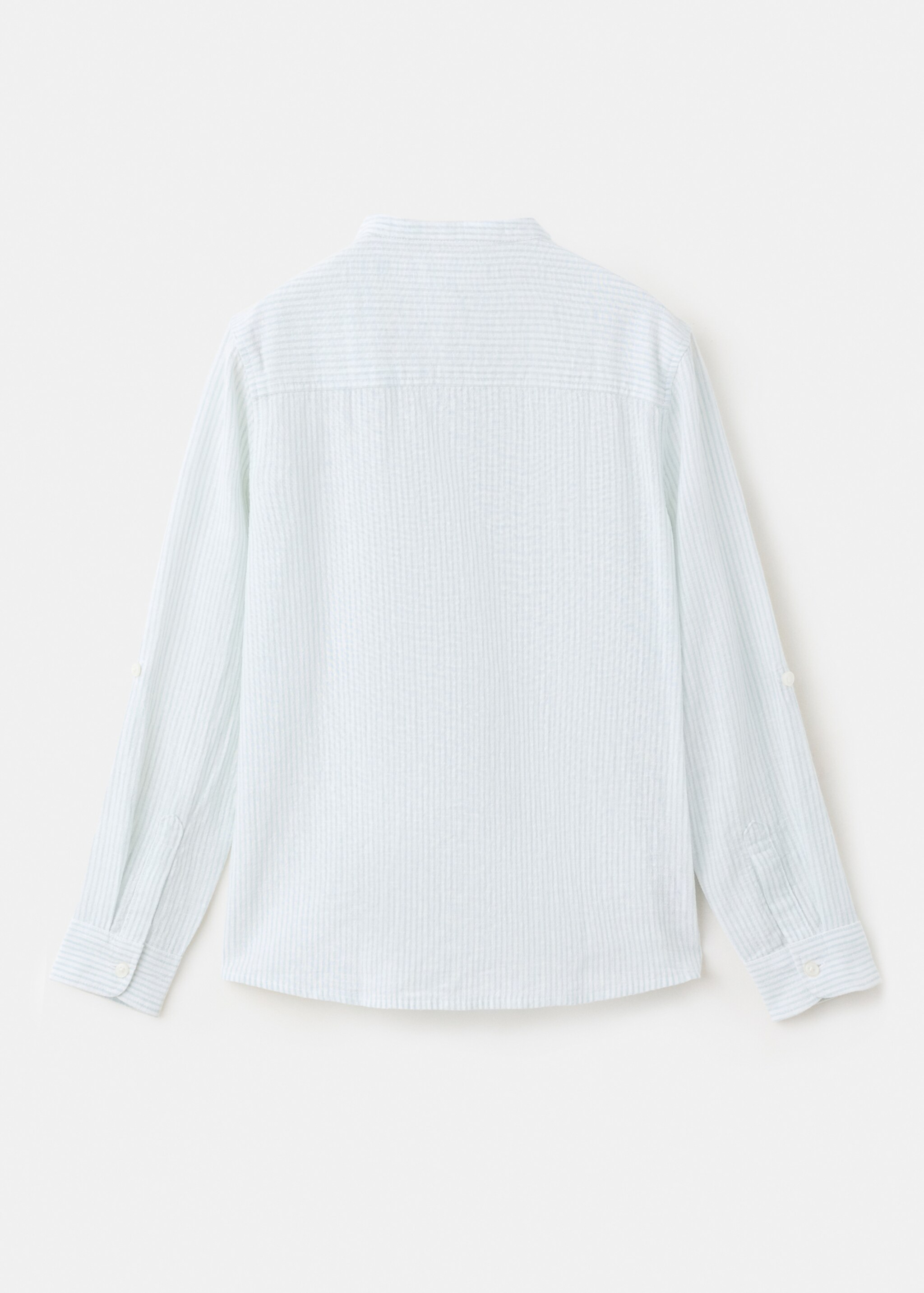 Striped linen-blend shirt - Reverse of the article, Pastel Green. Ref: 27055960-00.