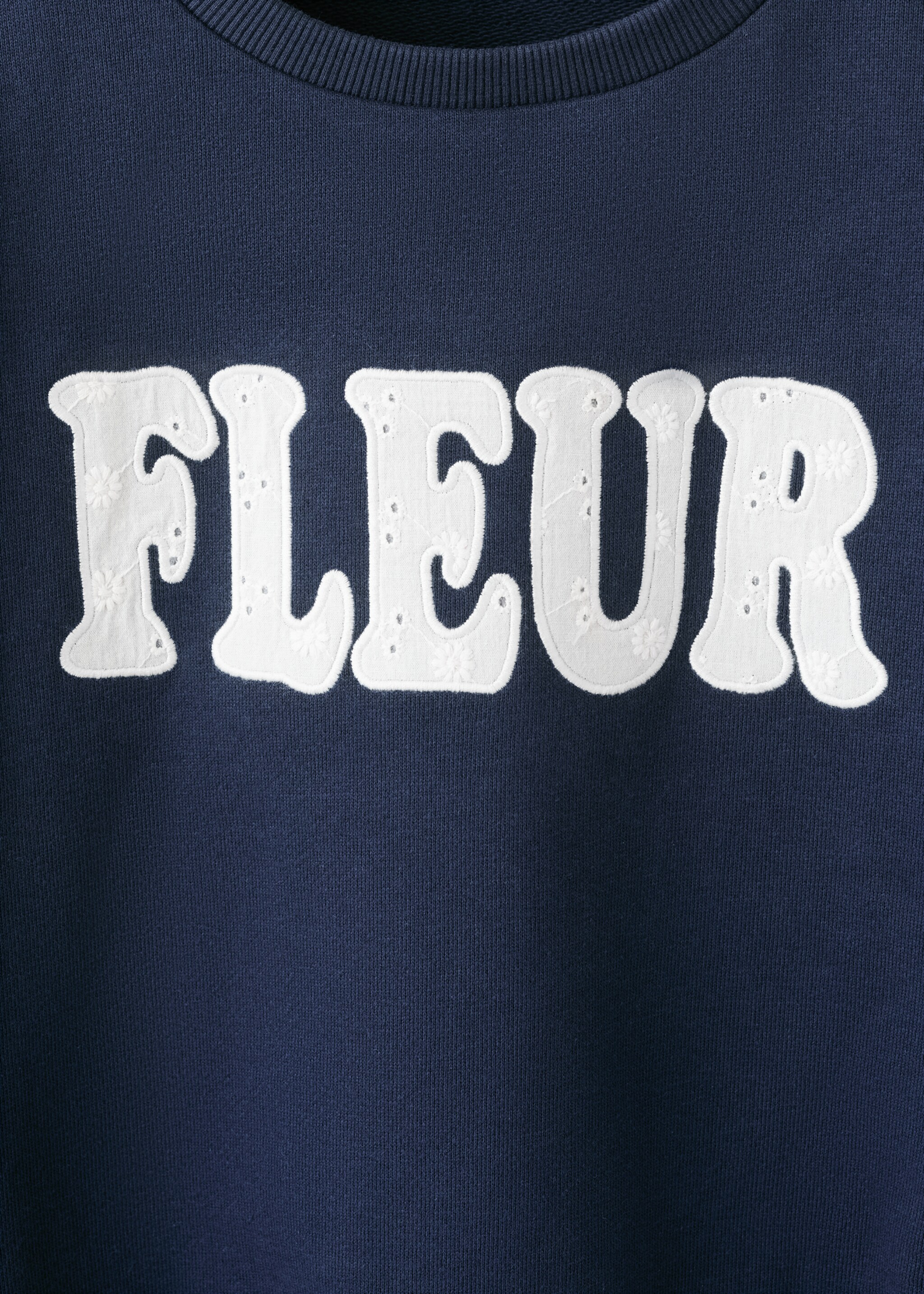 Cotton sweatshirt with embroidered text - Details of the article 8, Navy. Ref: 27055961-00.