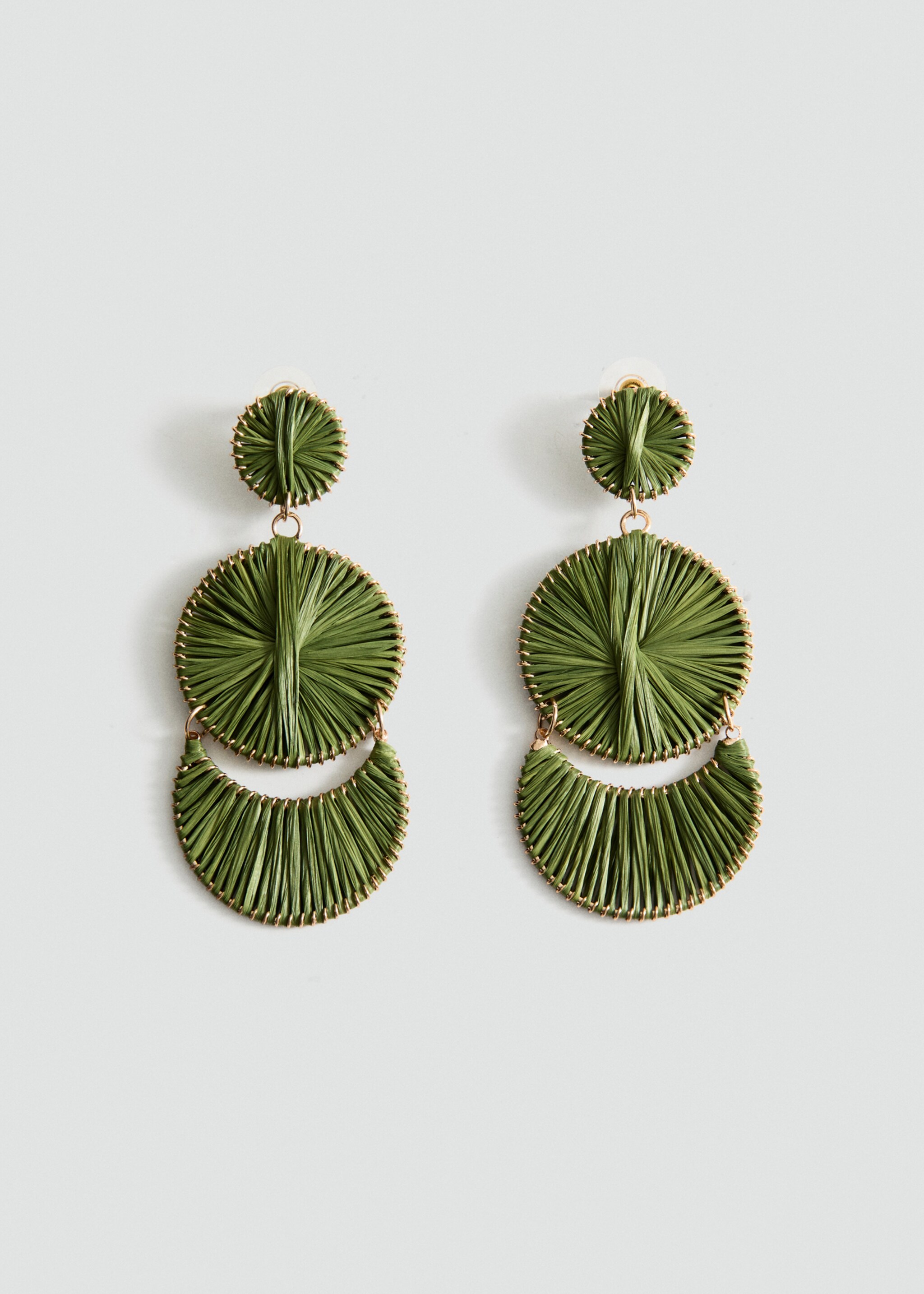 Long earrings with circular design - Article without model, Pastel Green. Ref: 27055965-00.