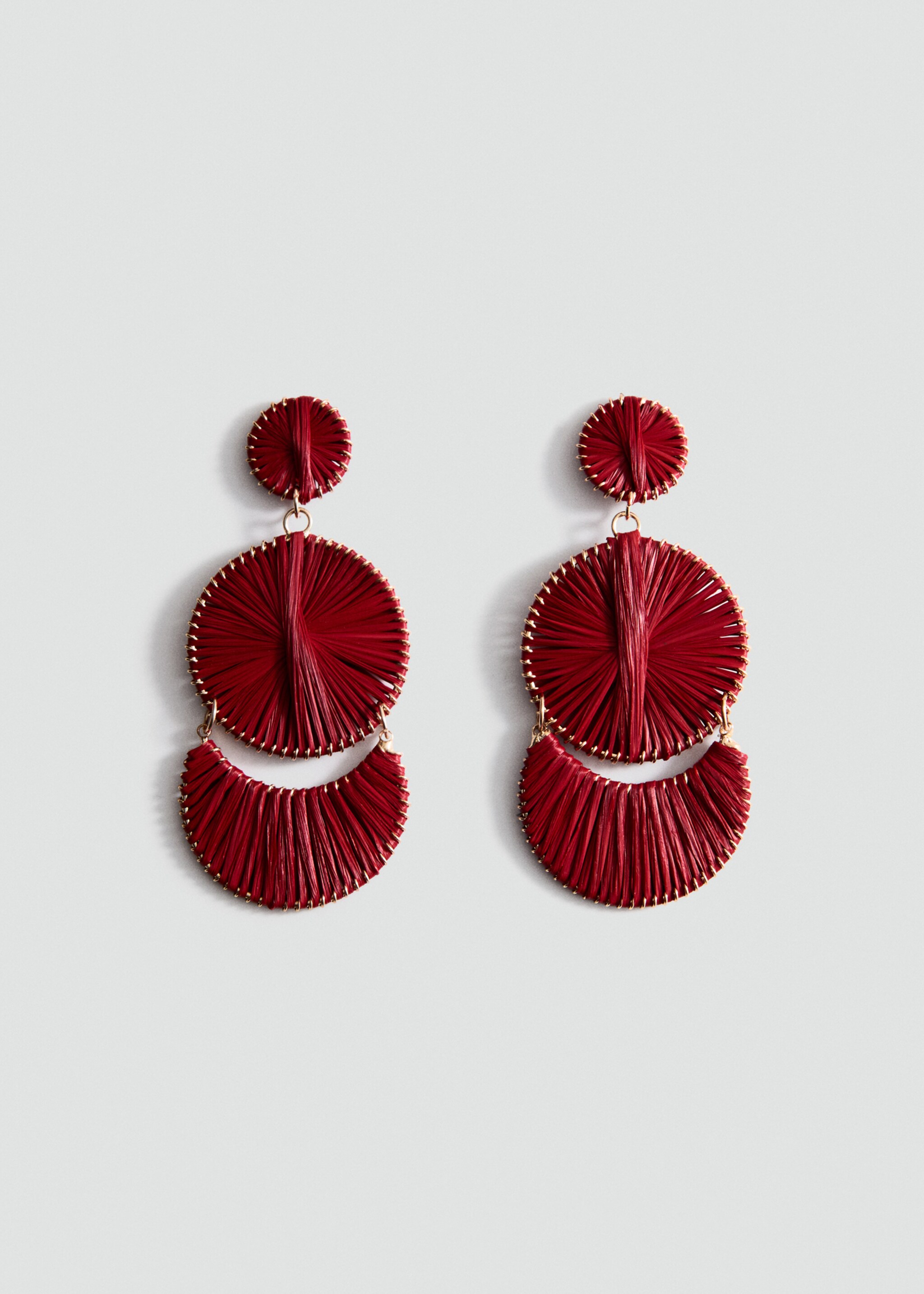 Long earrings with circular design - Article without model, Red. Ref: 27055965-00.