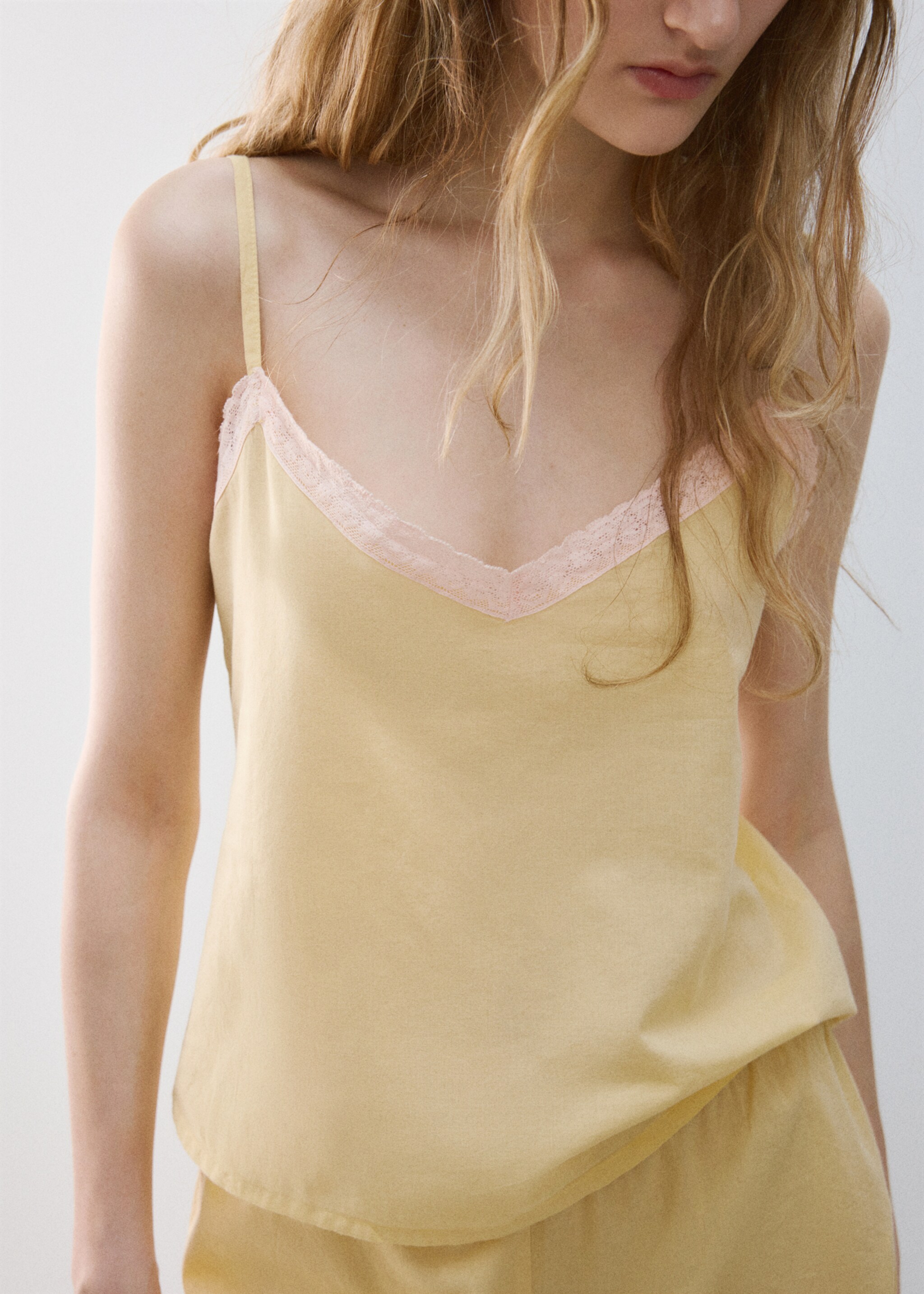 100% cotton pajama top - Medium plane, Pastel Yellow. Ref: 27055974-00.