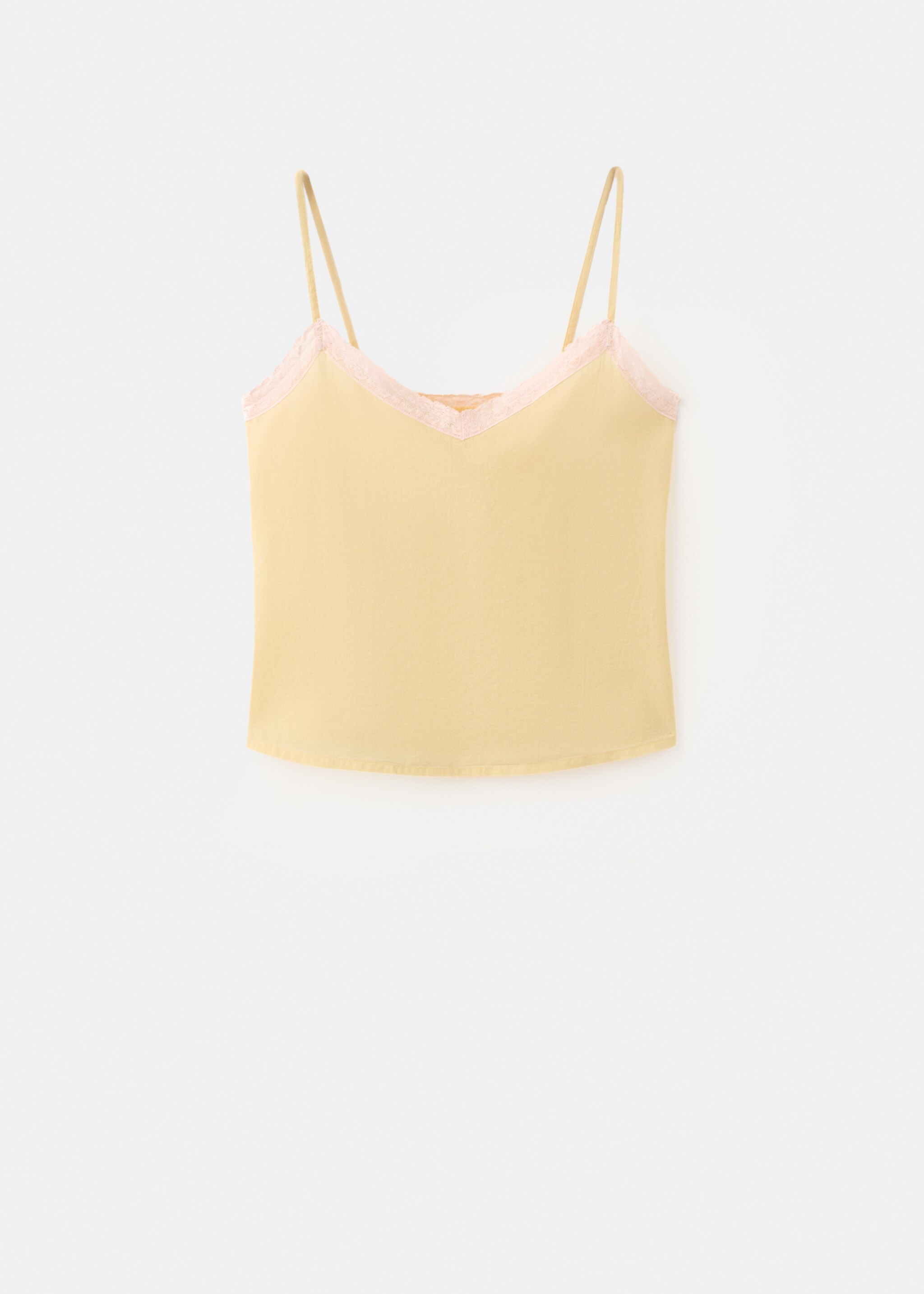 100% cotton pajama top - Article without model, Pastel Yellow. Ref: 27055974-00.