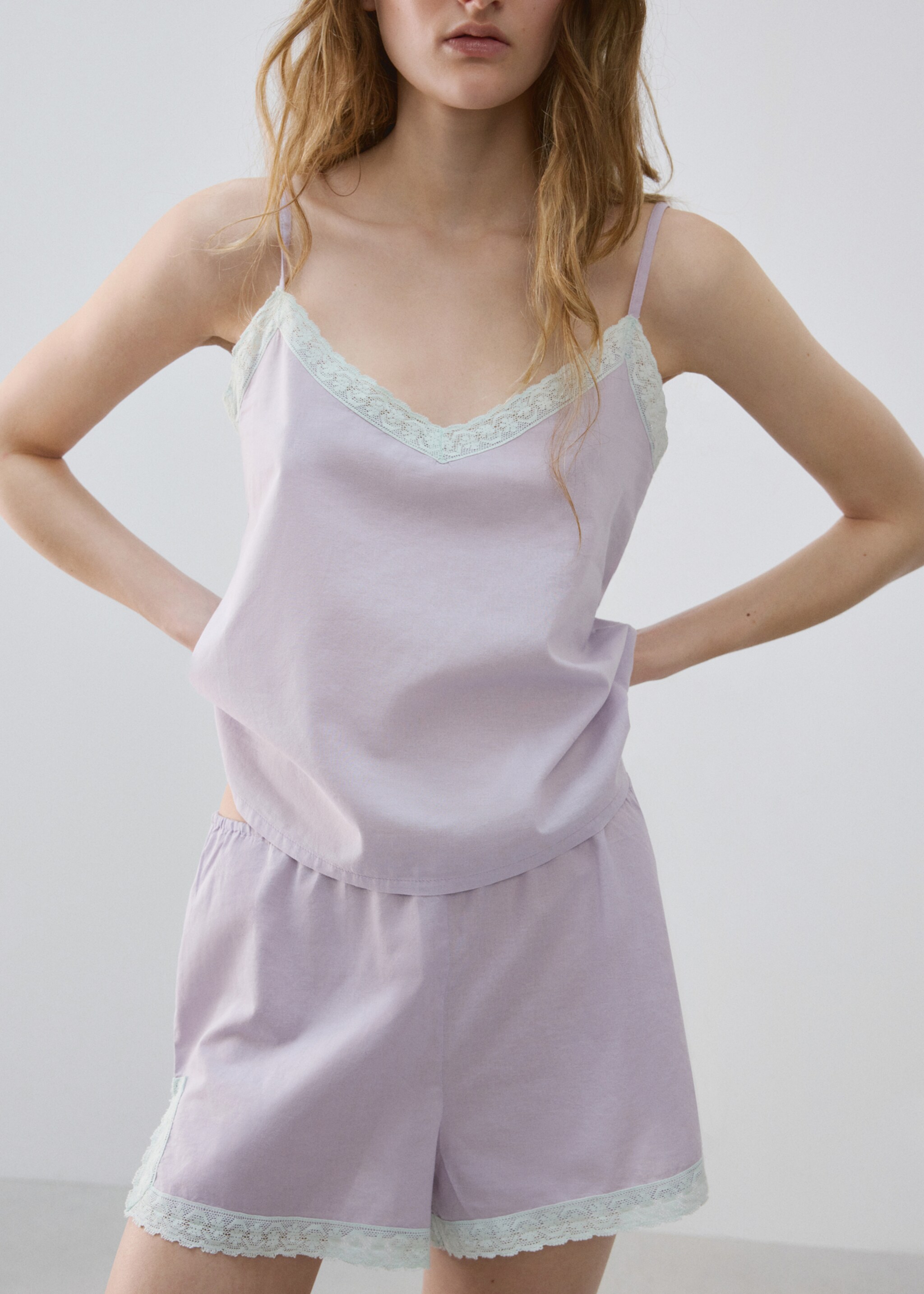 100% cotton pyjama top - Medium plane, Lilac. Ref: 27055974-00.