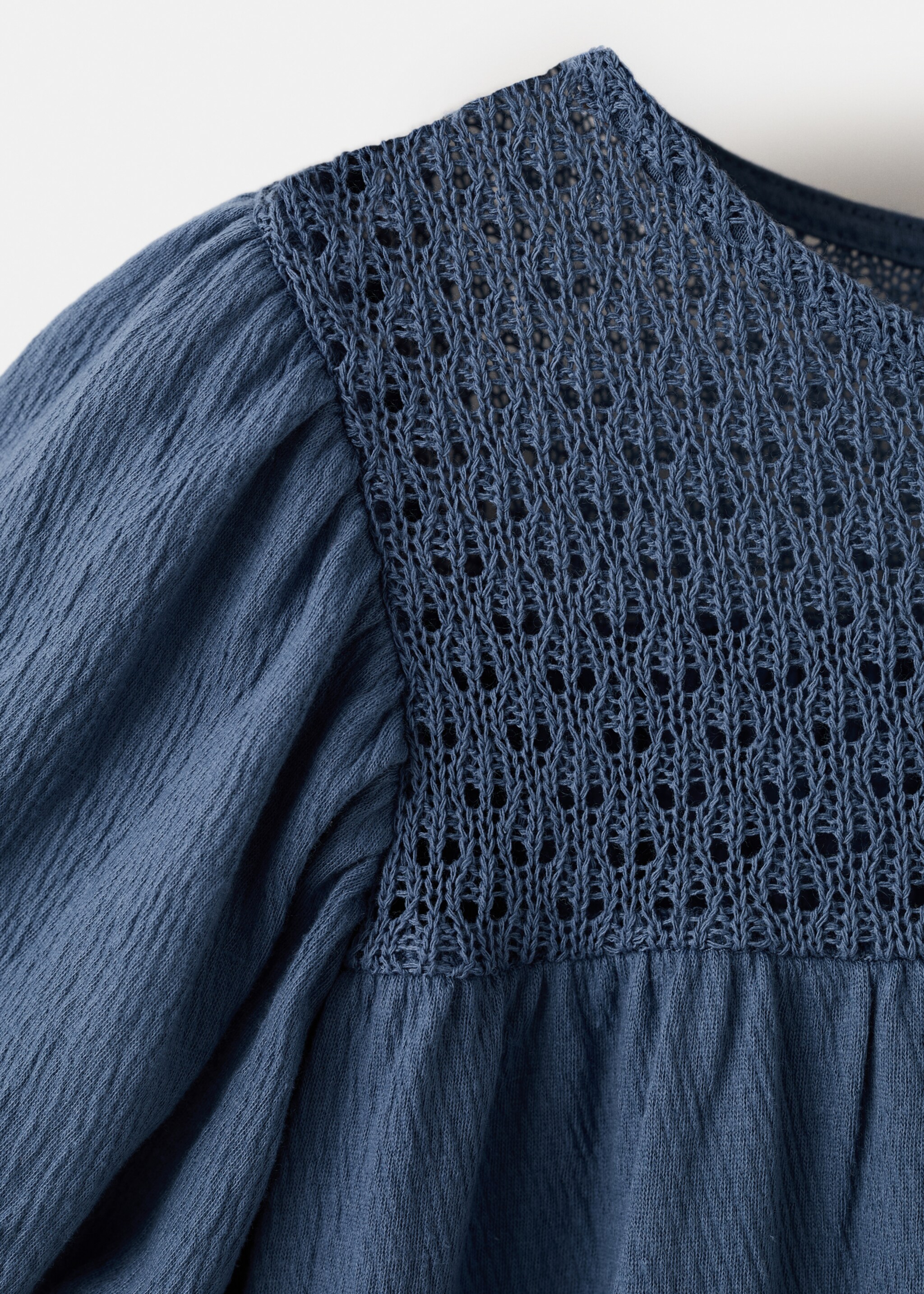 Short cotton dress - Details of the article 8, Navy. Ref: 27055977-00.
