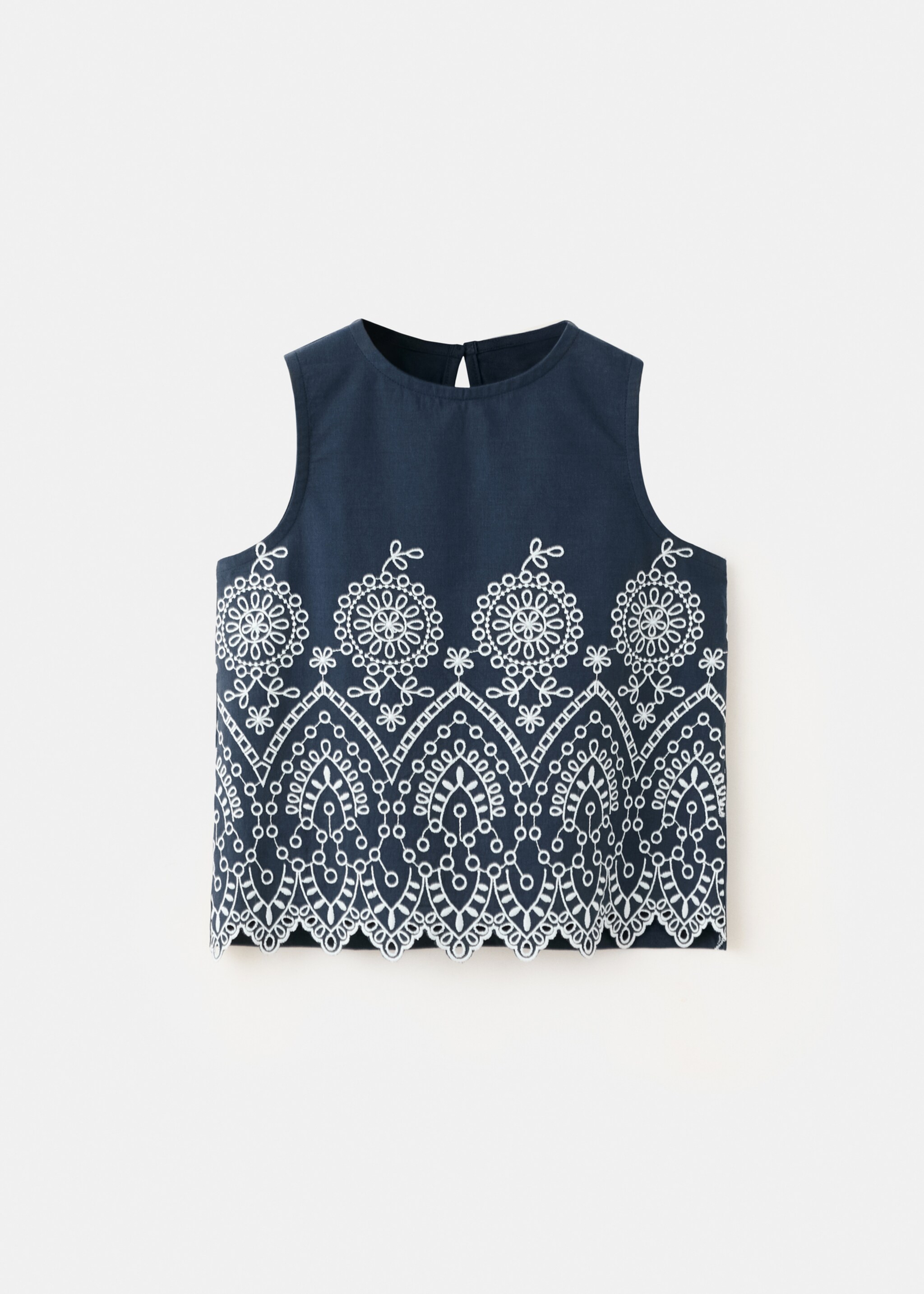 Μπλούζα βαμβακερή κεντήματα - Προϊόν χωρίς μοντέλο, Ναυτικό Μπλε . Ref: 27055979-00.