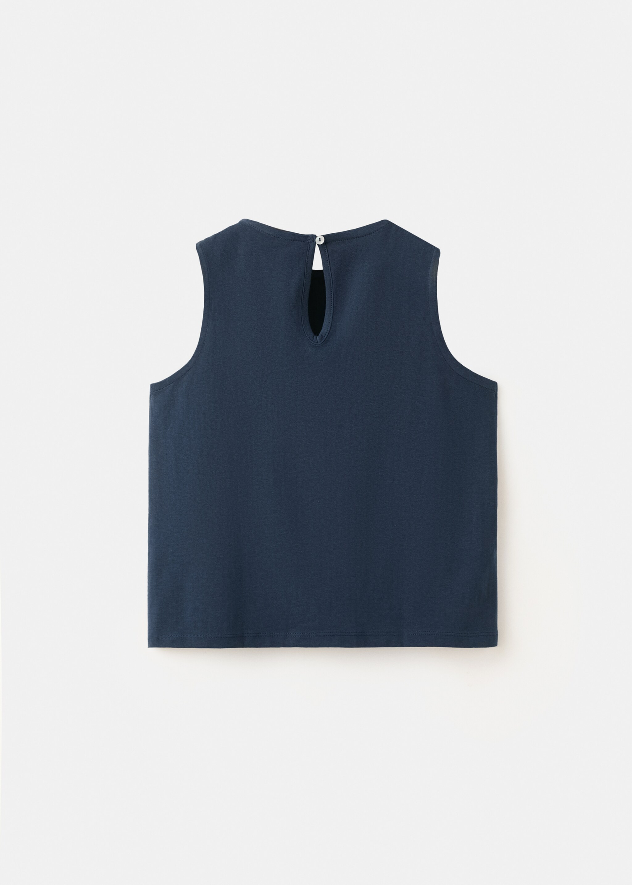 Μπλούζα βαμβακερή κεντήματα - Πίσω όψη προϊόντος, Ναυτικό Μπλε . Ref: 27055979-00.