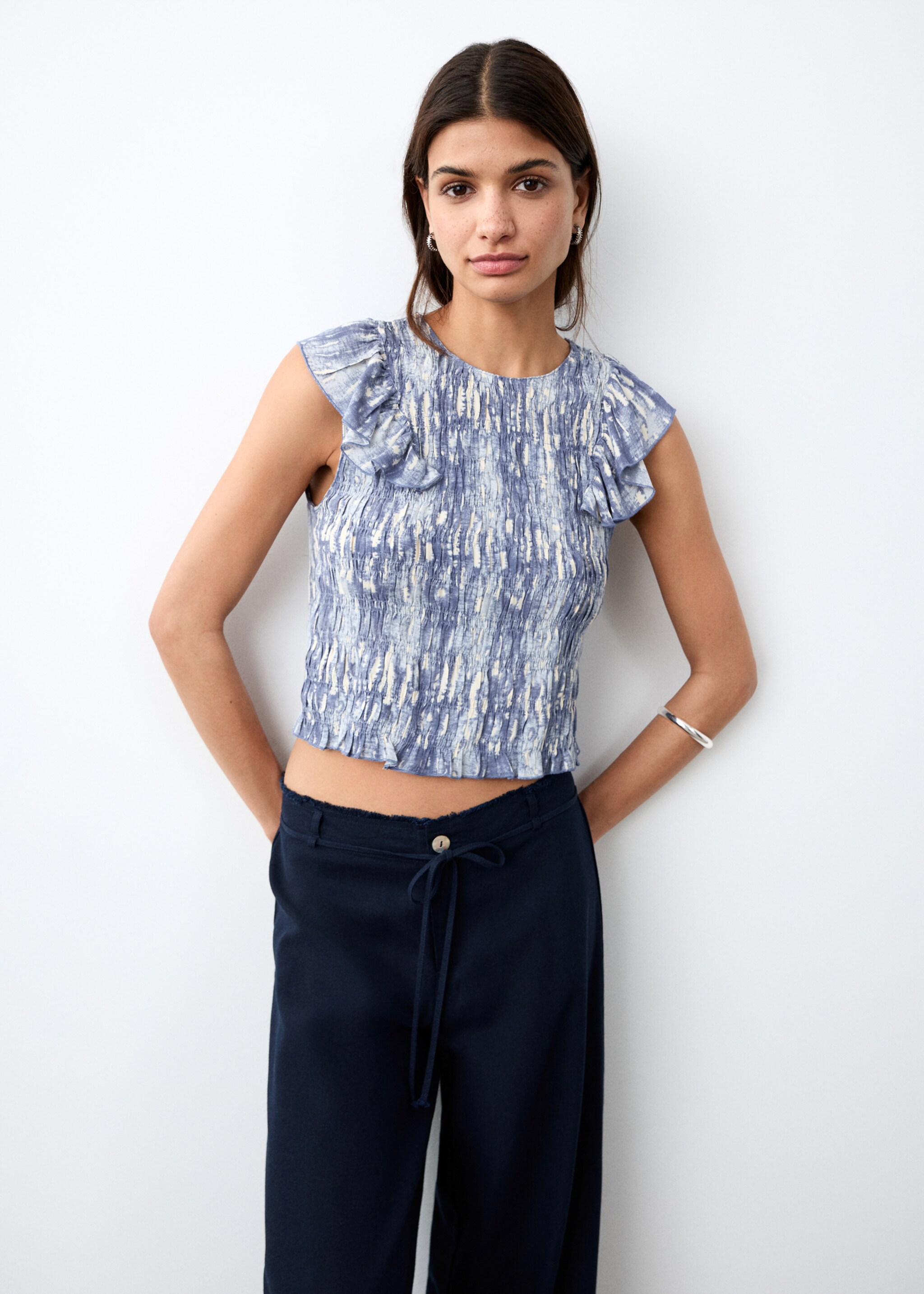 Haut imprimé tie-dye - Plan moyen, Bleu. Ref: 27055980-00.