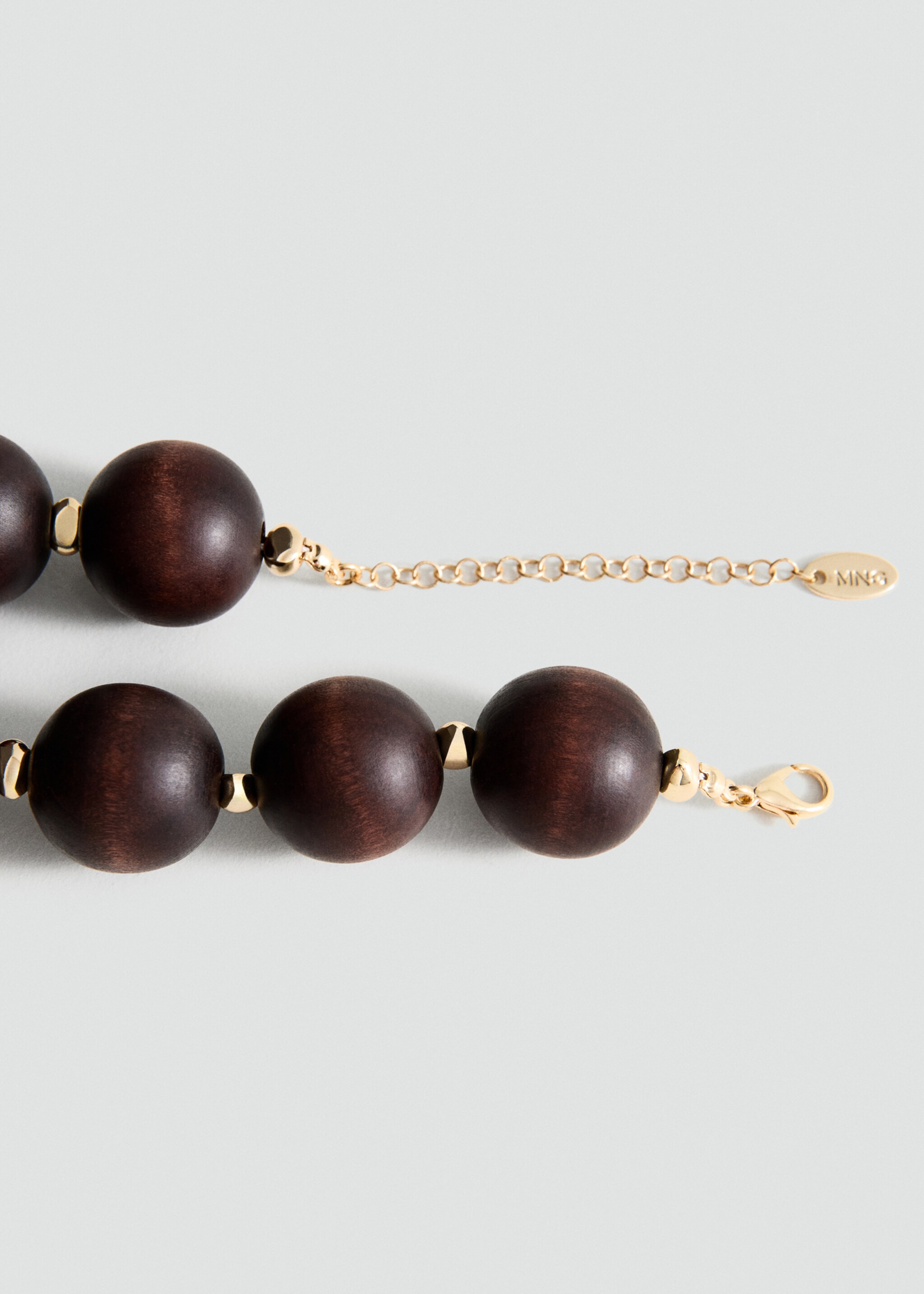Wooden ball necklace - Details of the article 1, Brown. Ref: 27055987-00.