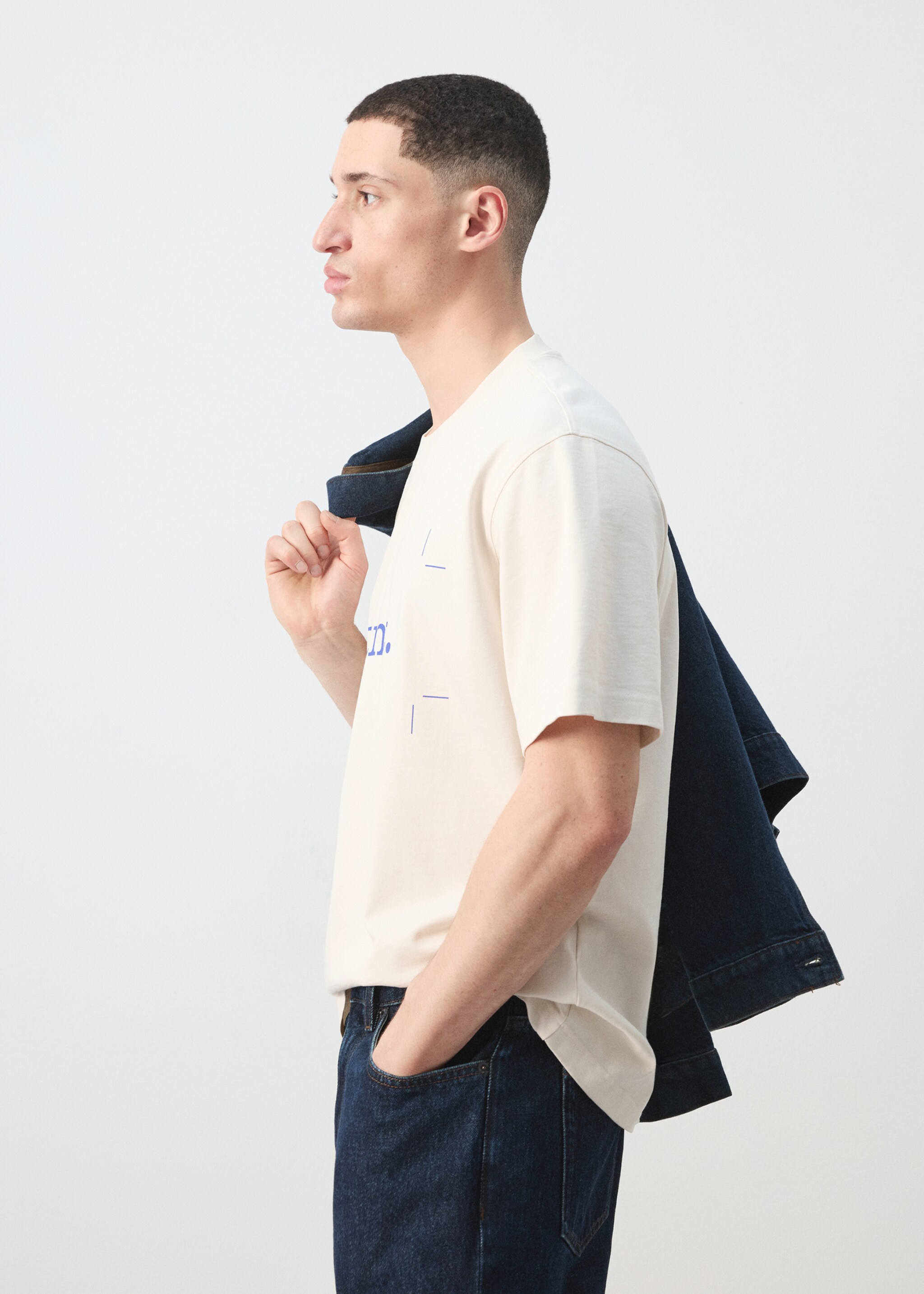 Camiseta 100% algodón estampado texto - Detalle del artículo 2, Blanco roto. Ref: 27055989-00.