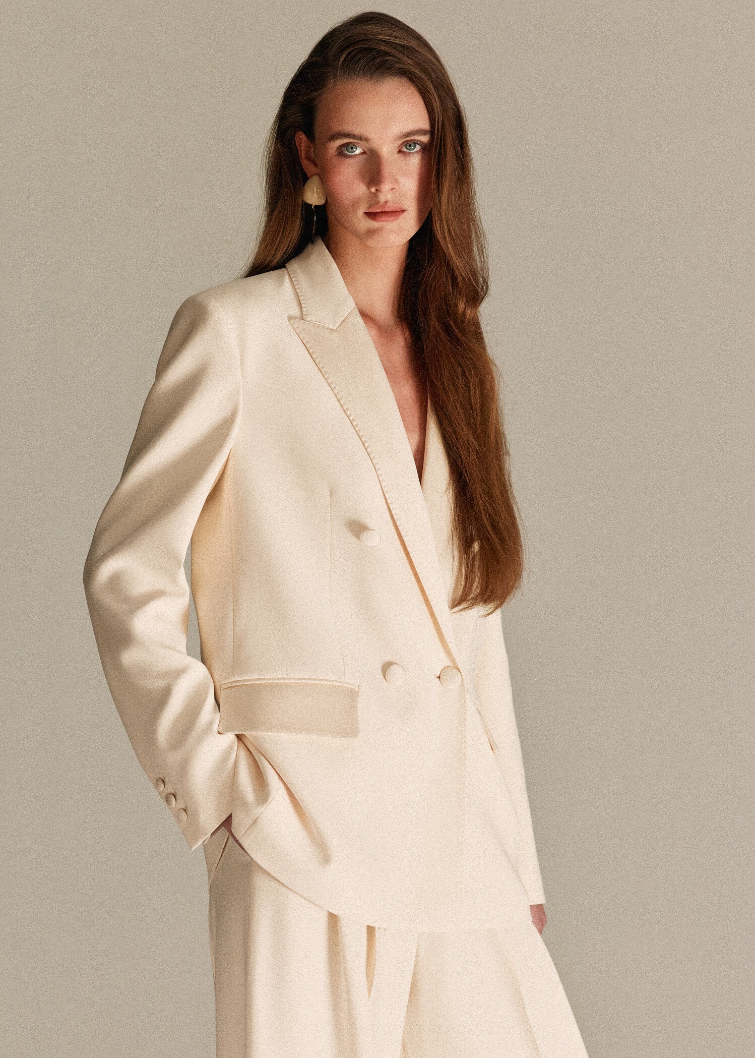 Topstitched lapel blazer - Medium plane