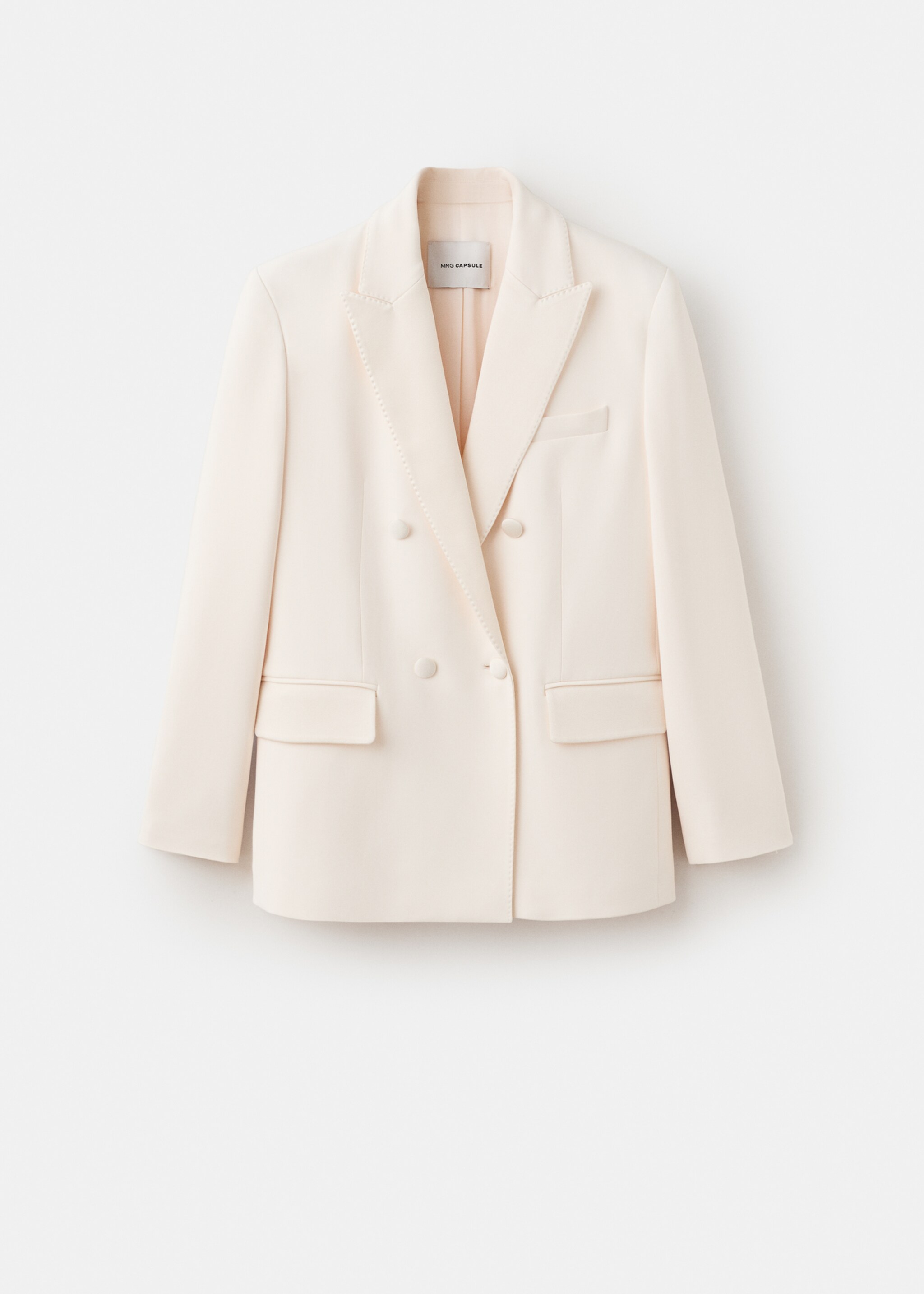 Topstitched lapel blazer - Article without model, Ecru. Ref: 27055992-00.