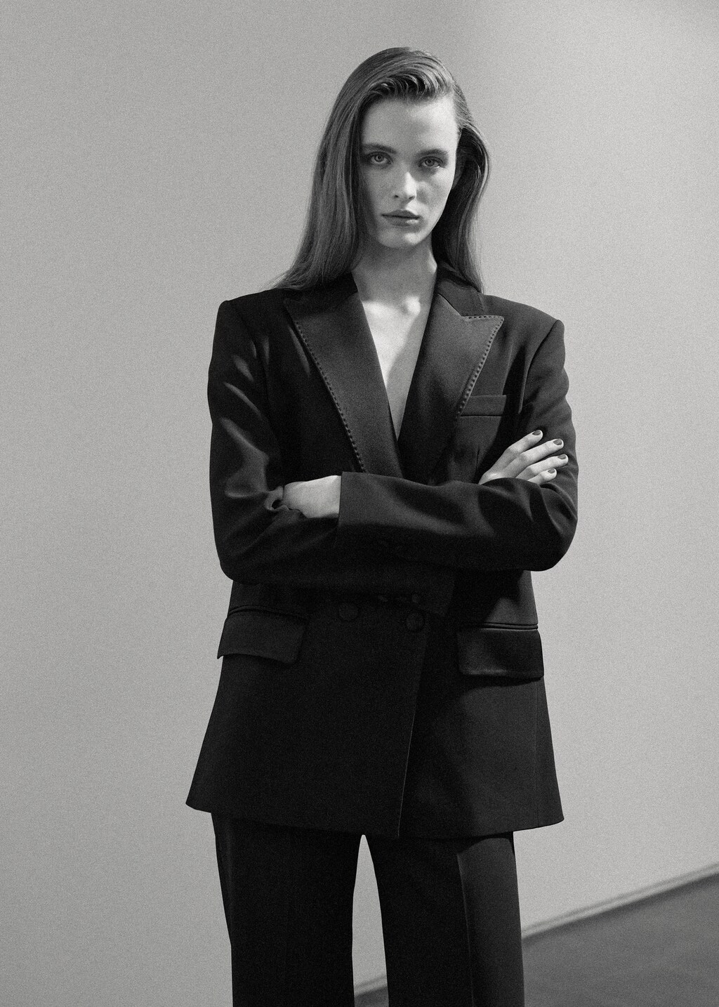 Topstitched blazer with lapels - image 4