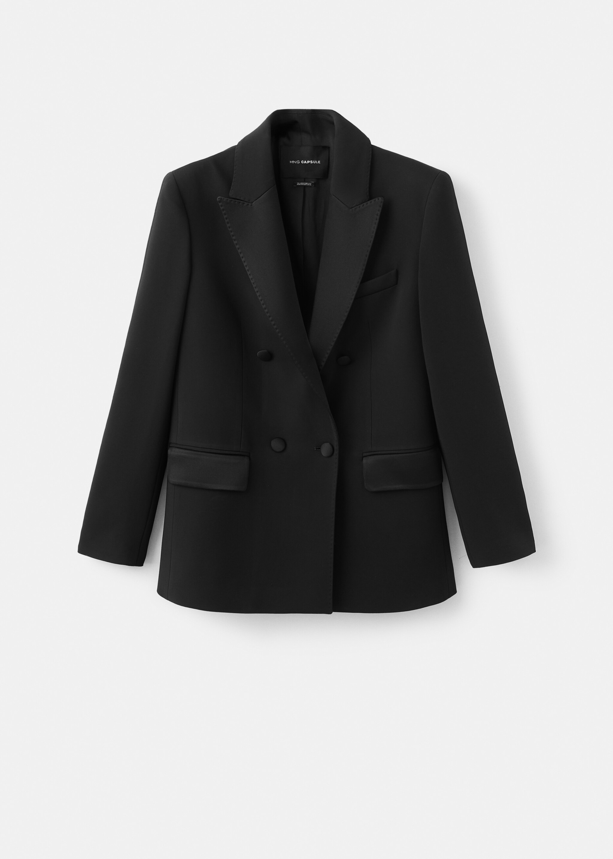 Topstitched lapel blazer - Article without model, Black. Ref: 27055992-00.