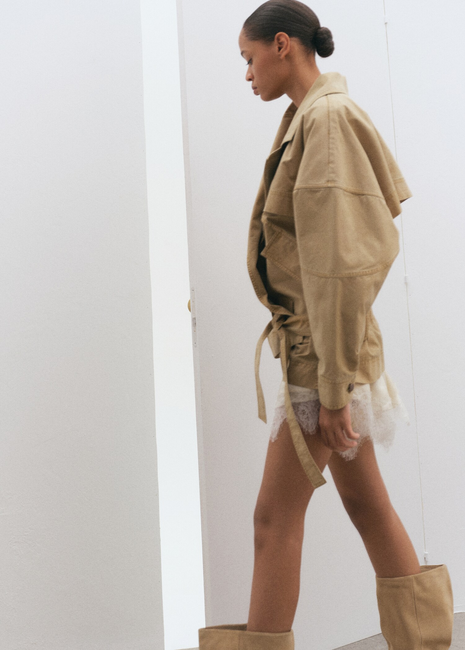 شورت من الدانتيل والساتان - تفاصيل المنتج 1