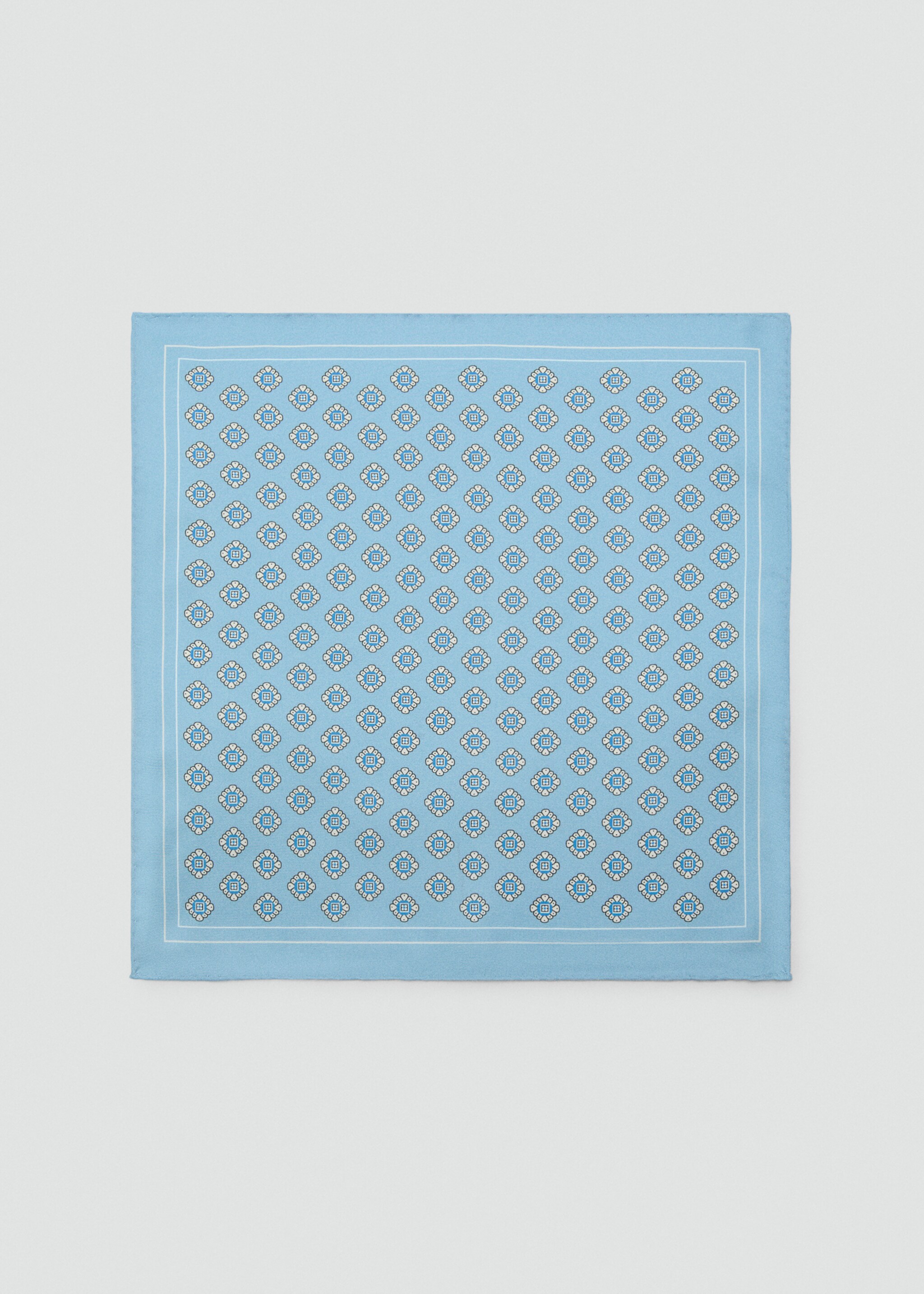 Платок из 100% шелка с принтом - Изделие без модели, Небесно-голубой. Ref: 27055999-00.