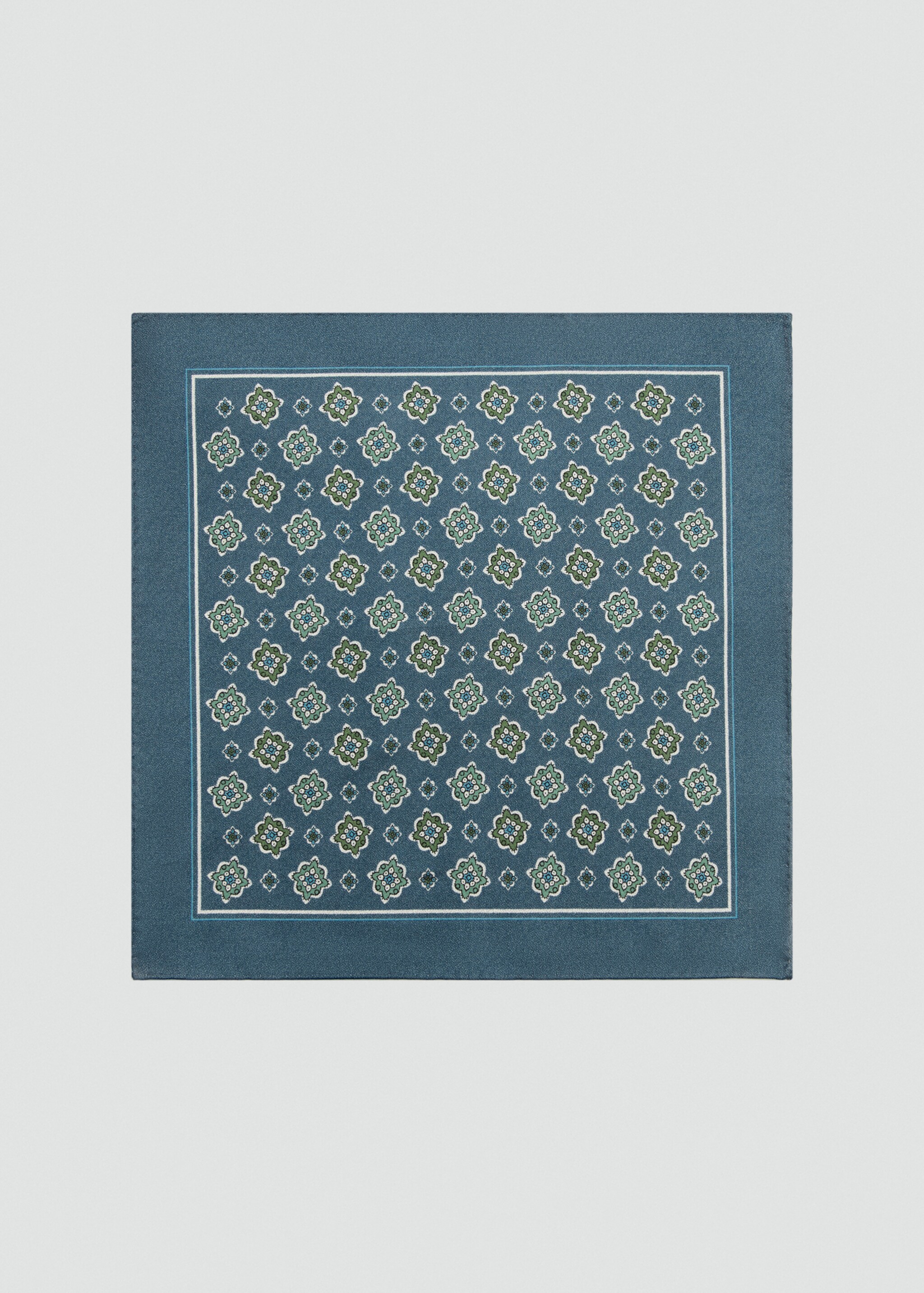 Платок из 100% шелка с принтом - Изделие без модели, Глубокий темно-синий. Ref: 27056000-00.