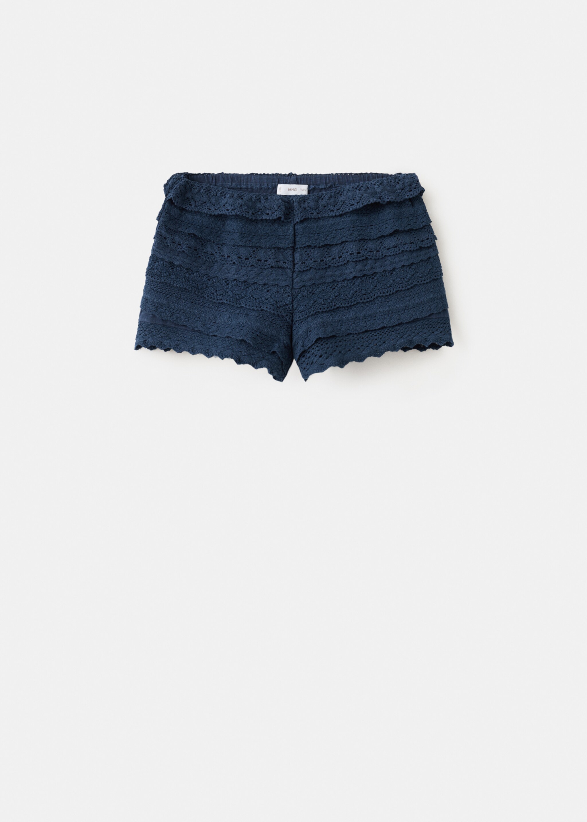 Short à volants en crochet - Article sans modèle, Bleu marine foncé. Ref: 27056338-00.