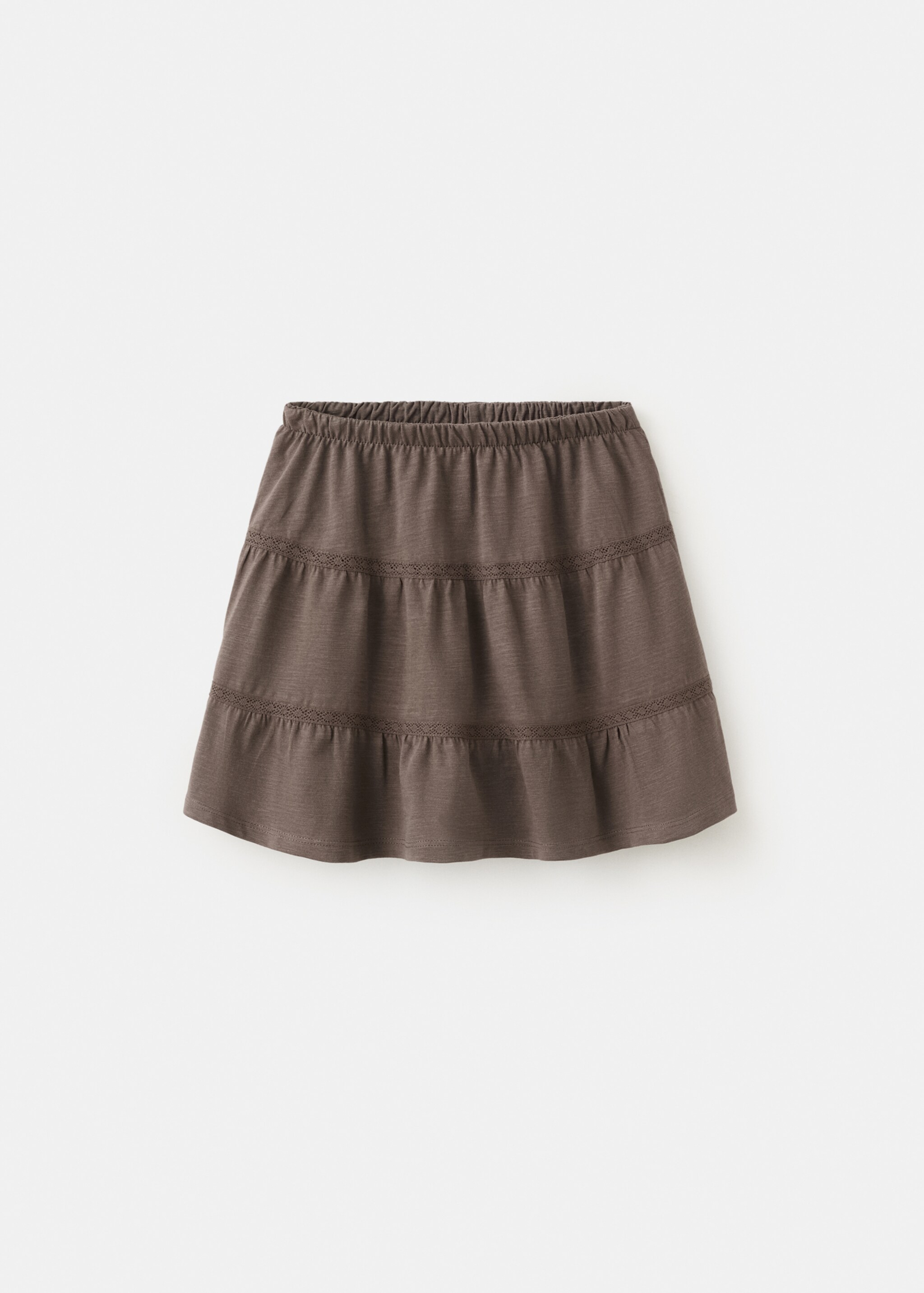 Jupe courte à volants - Article sans modèle, Marron. Ref: 27056340-00.