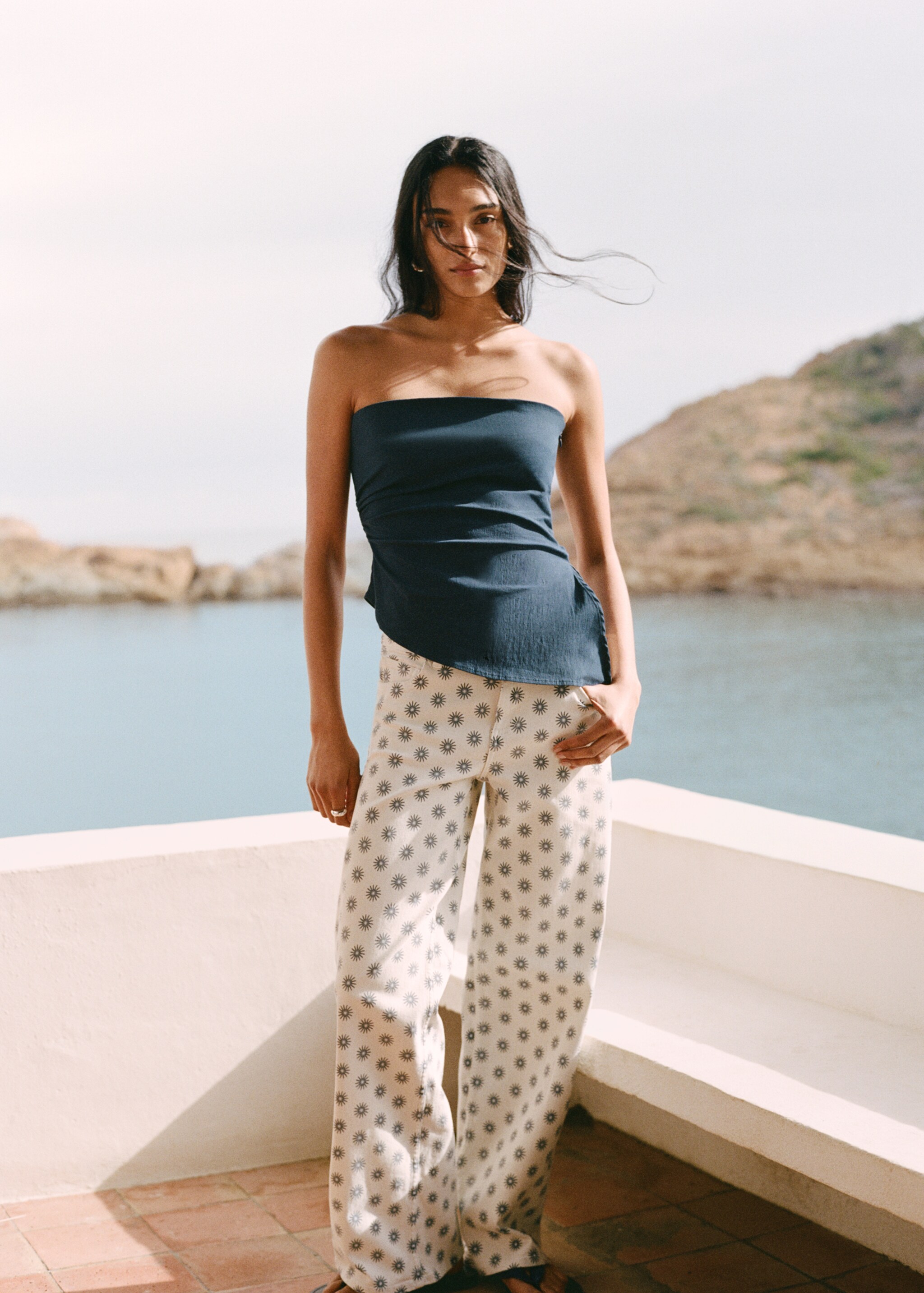 Jean wideleg imprimé - Détail de l'article 5, Blanc cassé. Ref: 27056341-00.