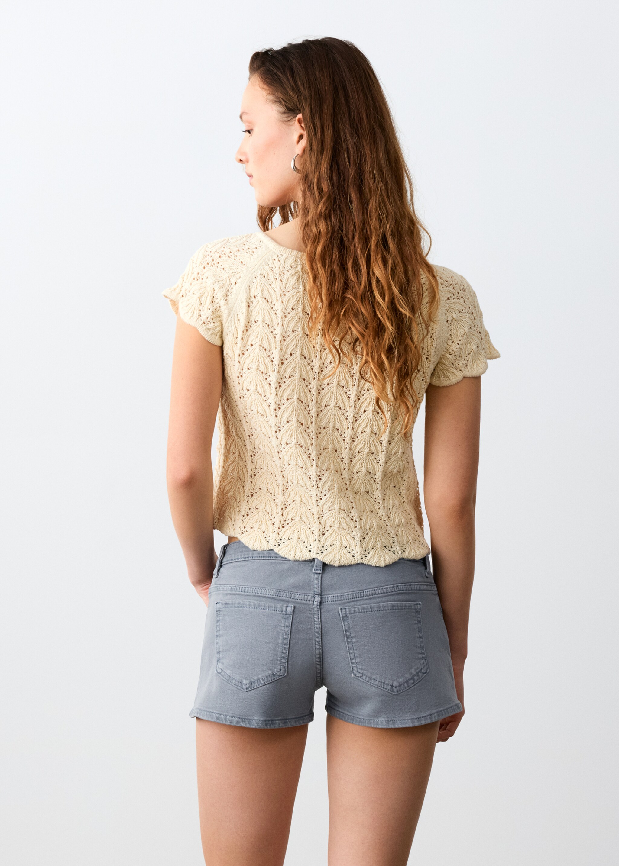 Shorts with decorative details - Reverse of the article, Blue. Ref: 27056342-00.