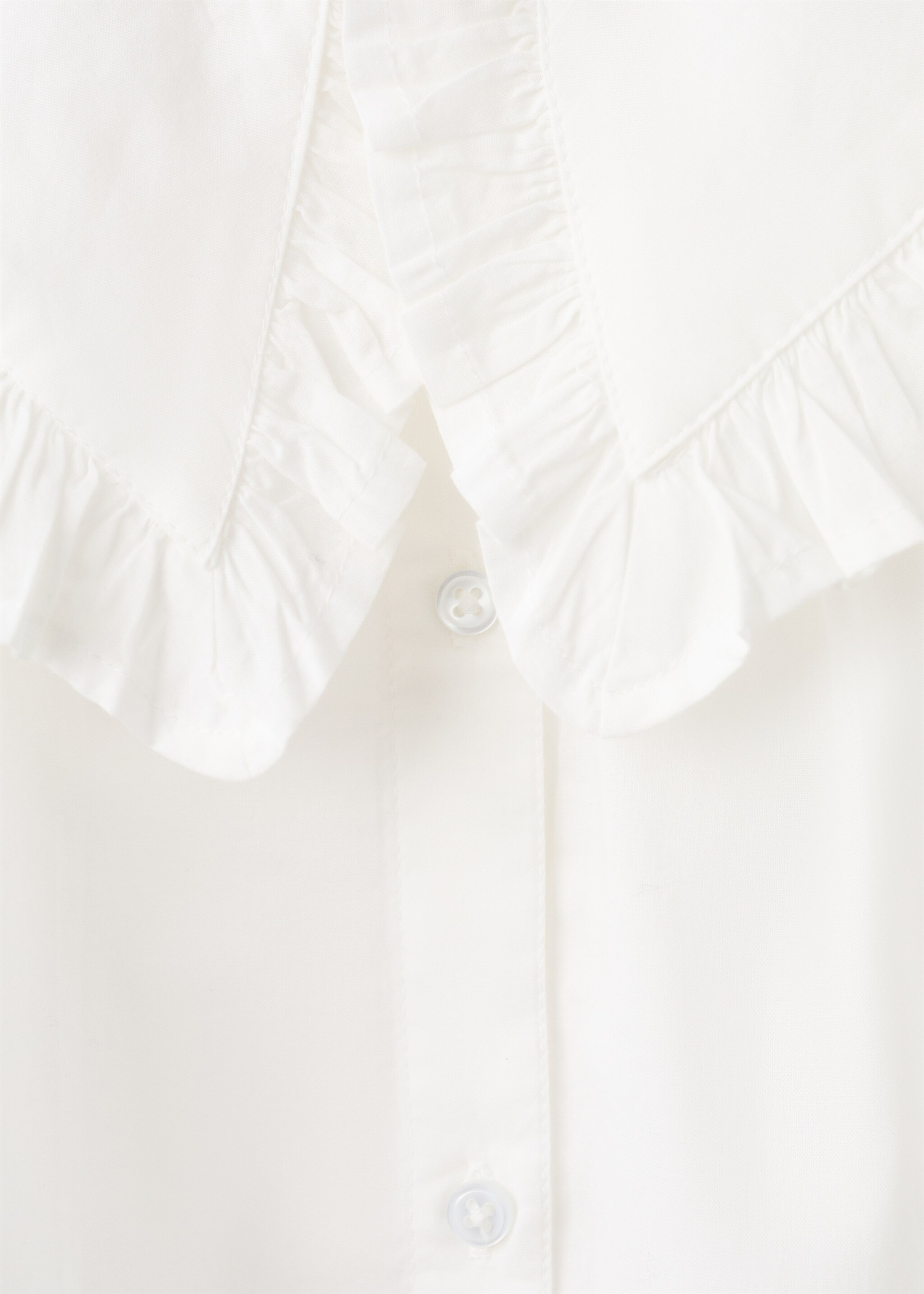 Ruffled cotton blouse - Details of the article 8, White. Ref: 27056343-00.