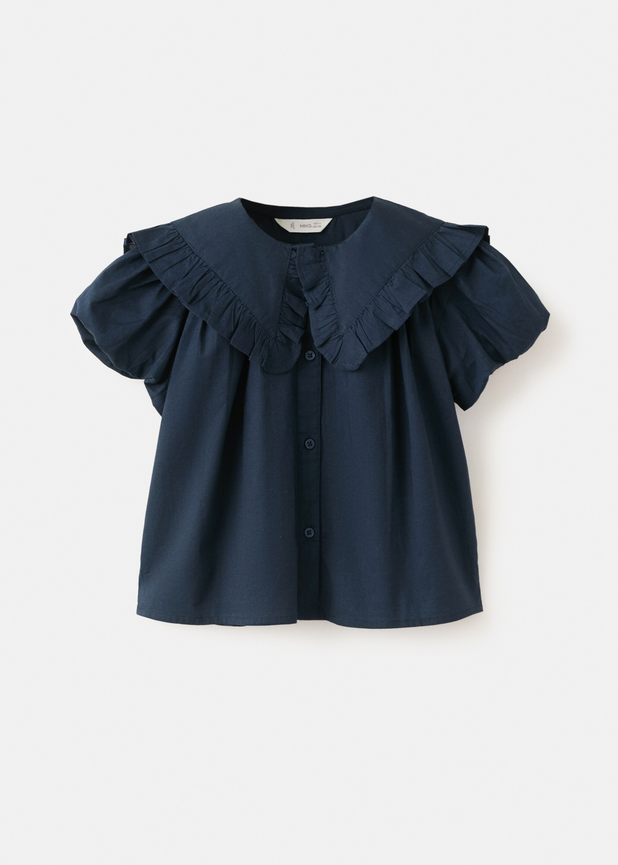 Ruffled cotton blouse - Article without model, Navy. Ref: 27056343-00.