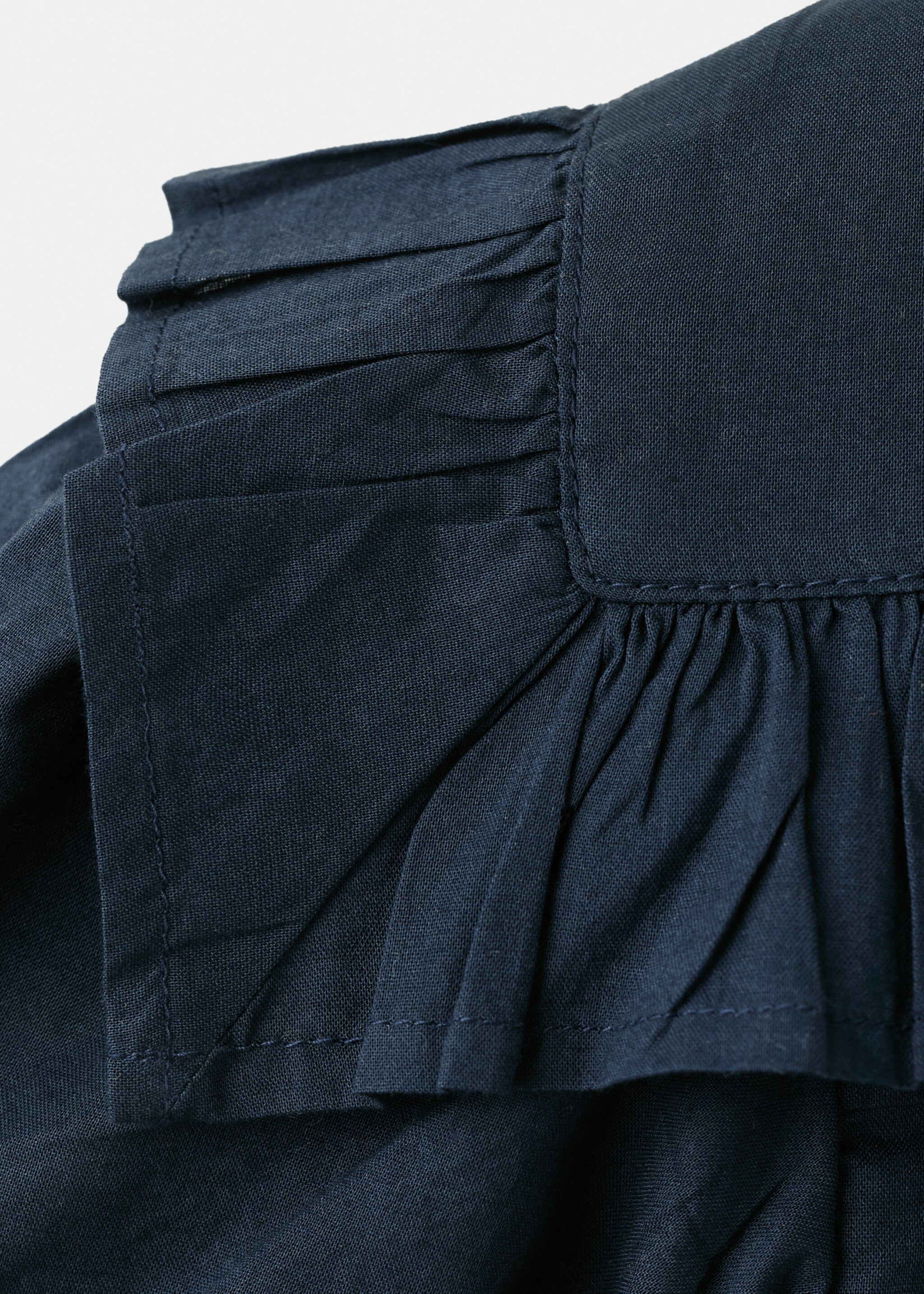 Ruffled cotton blouse - Details of the article 0, Navy. Ref: 27056343-00.