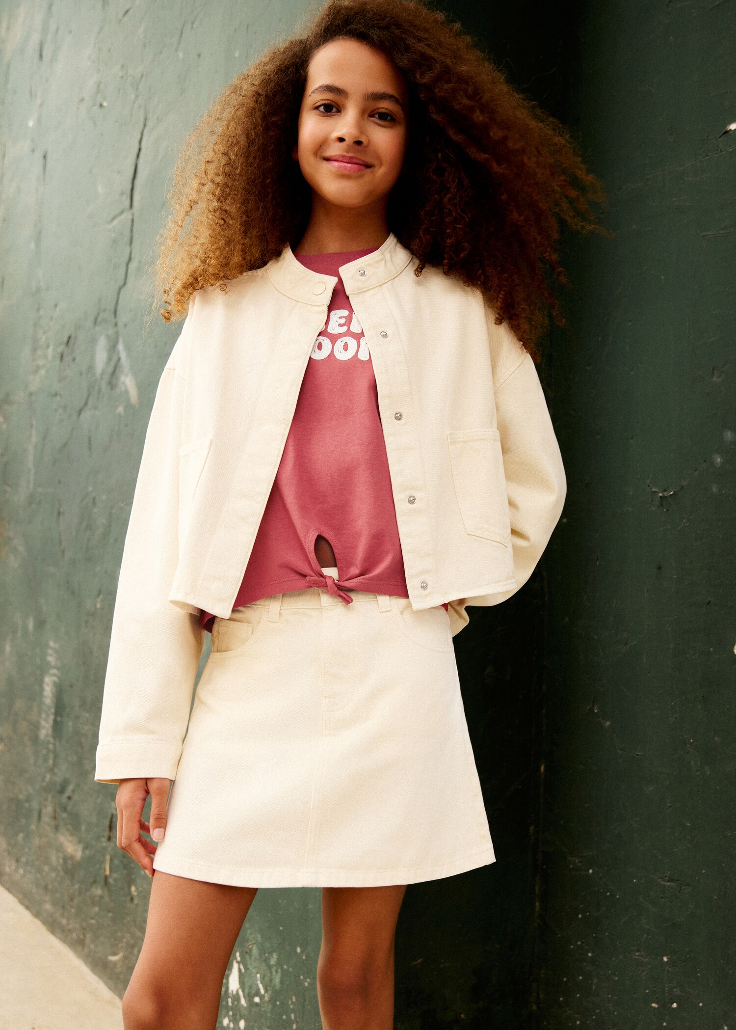 Denim jacket with a band collar - Details of the article 5