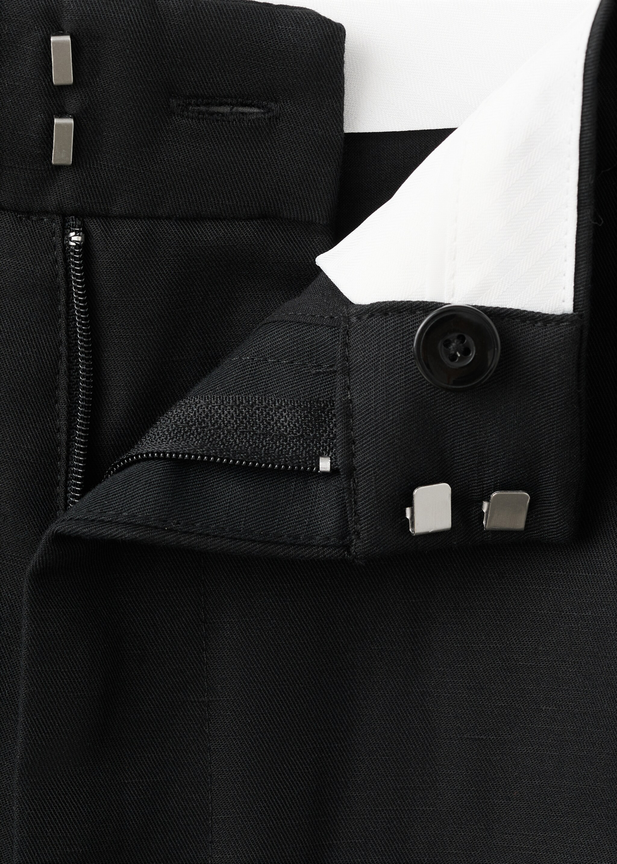 Linen high-waist trousers - Details of the article 0, Black. Ref: 27056346-00.