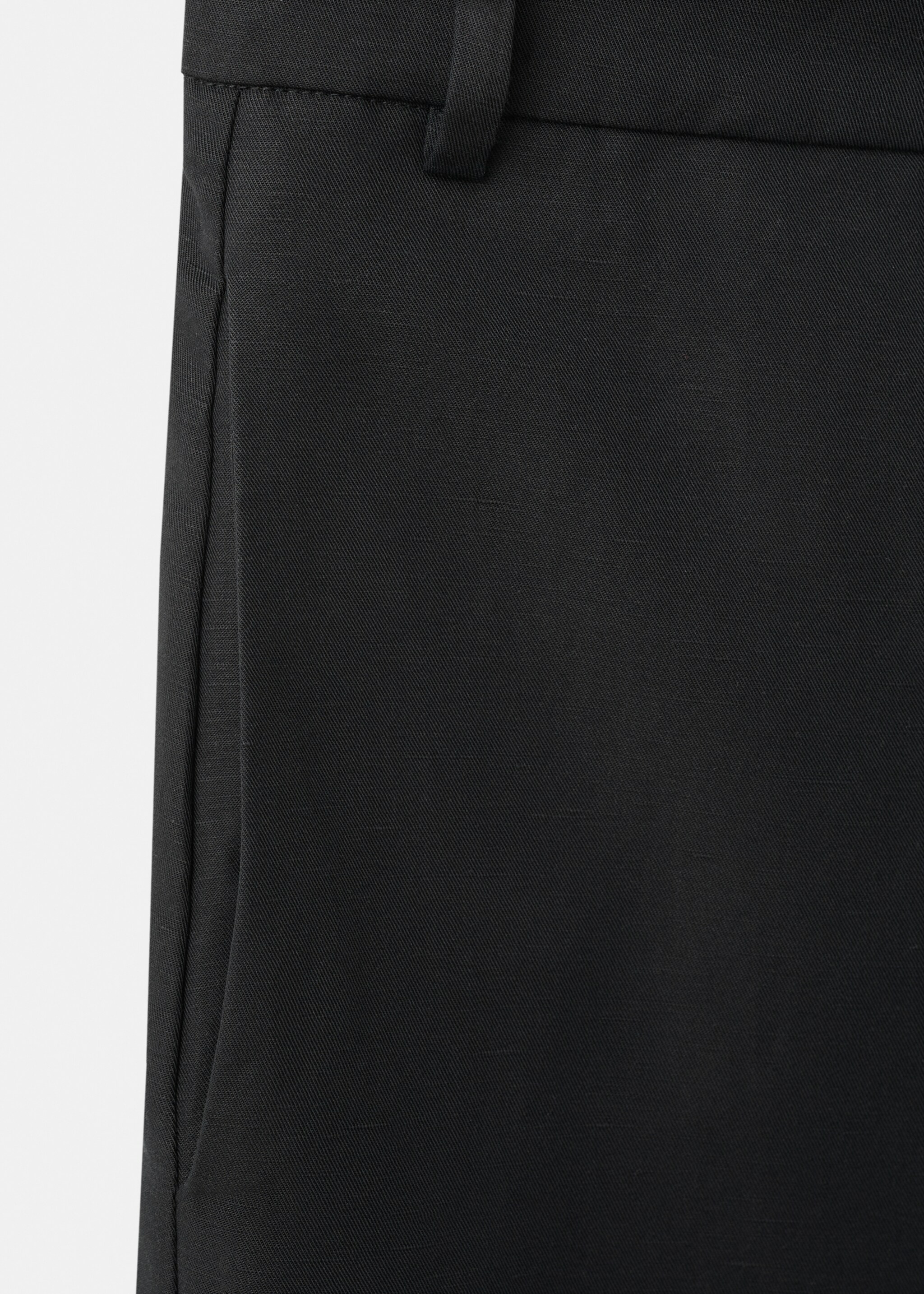 Linen high-waist trousers - Details of the article 8, Black. Ref: 27056346-00.