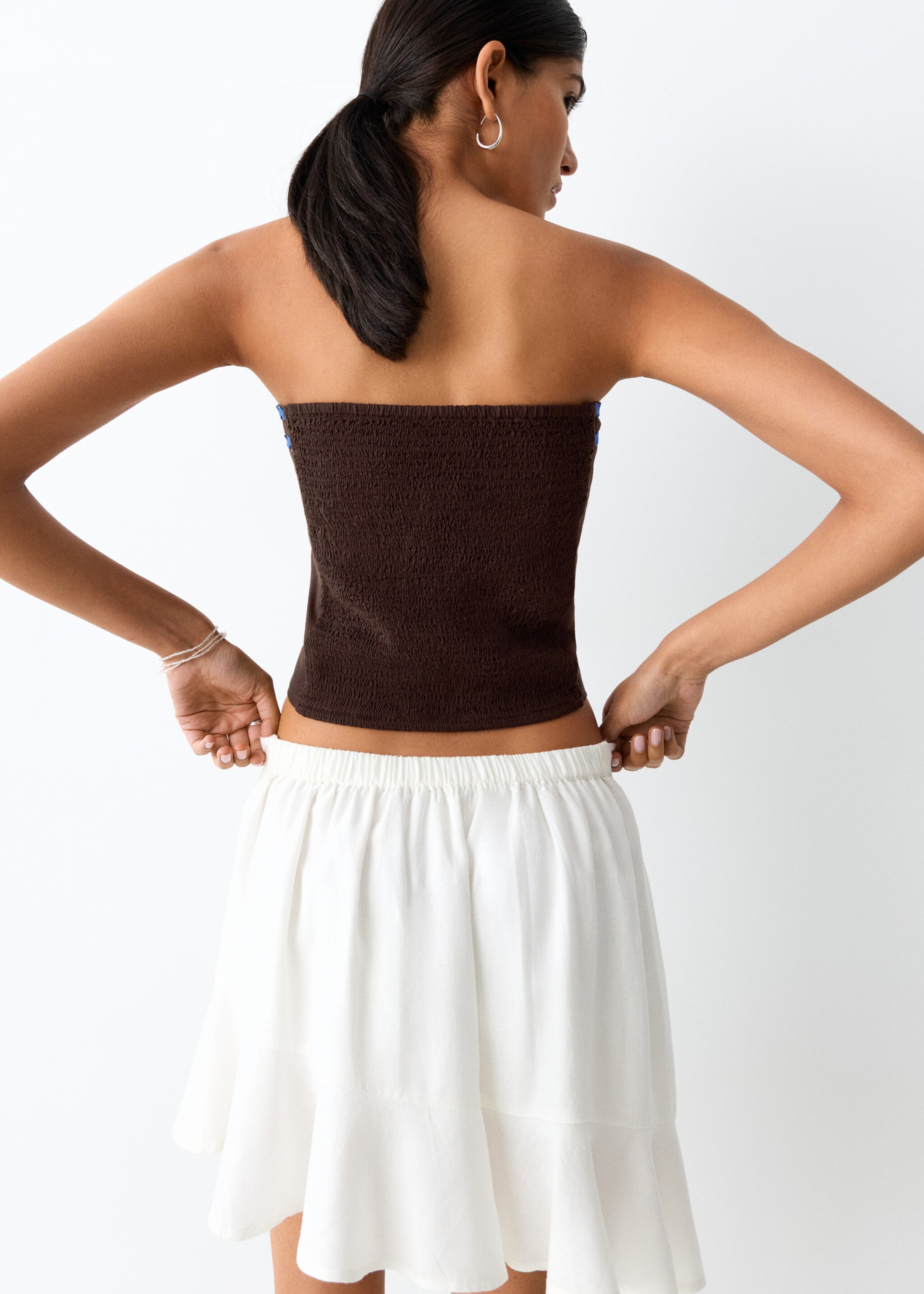 Bandeau top with contrasting details - Reverse of the article, Brown. Ref: 27056347-00.