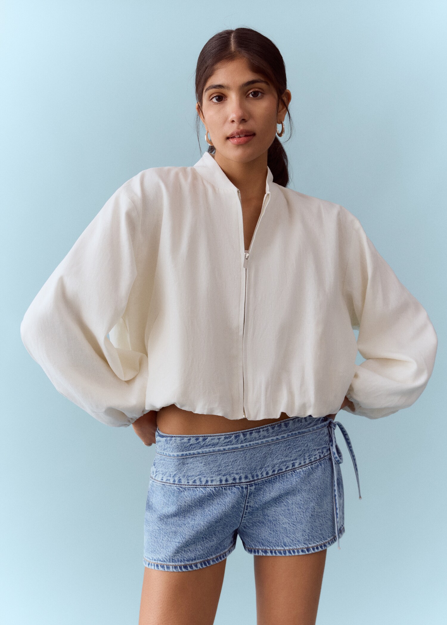 Tie-waist mini shorts - Medium plane