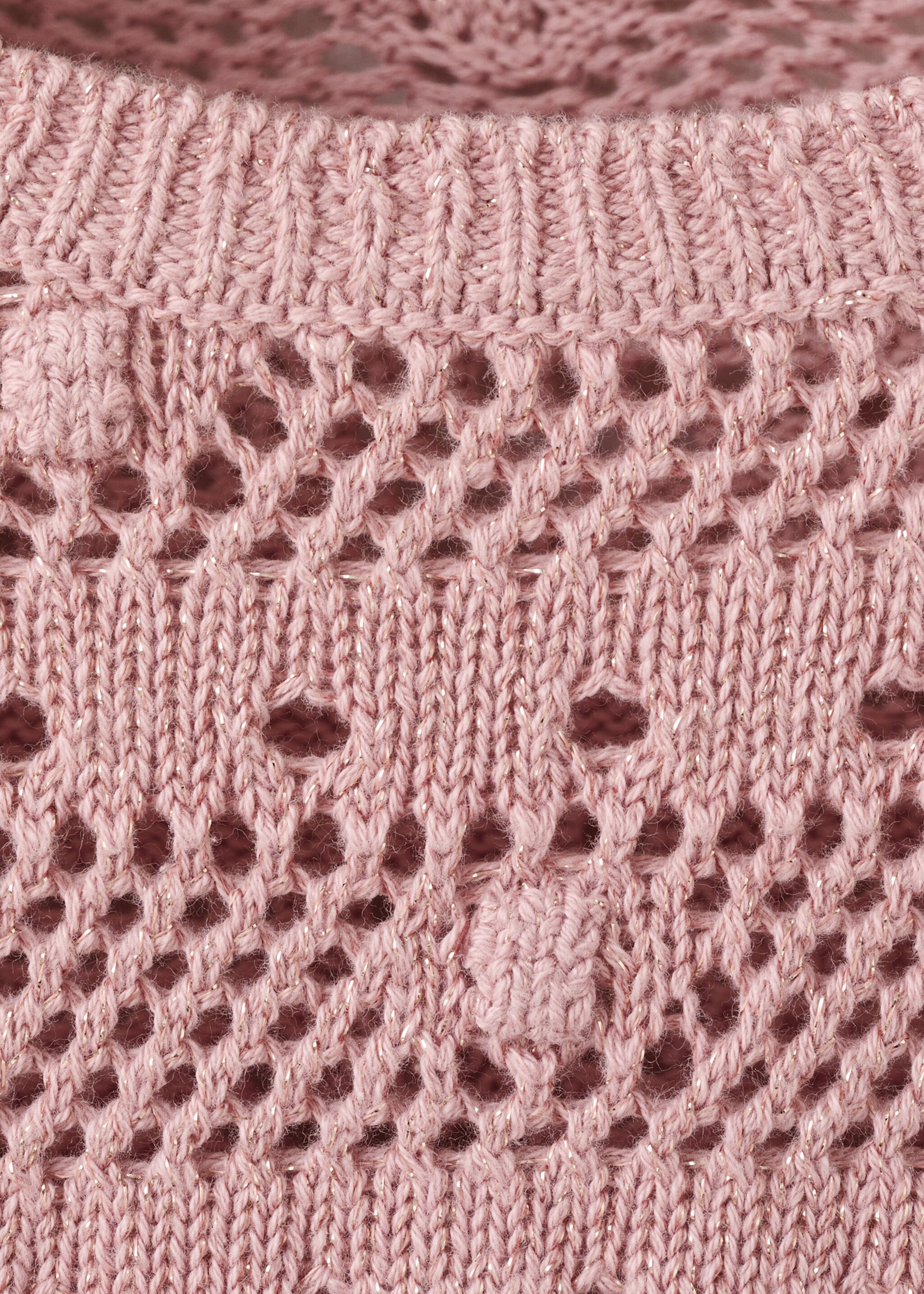 Openwork knit sweater - Details of the article 8, Pink. Ref: 27056351-00.