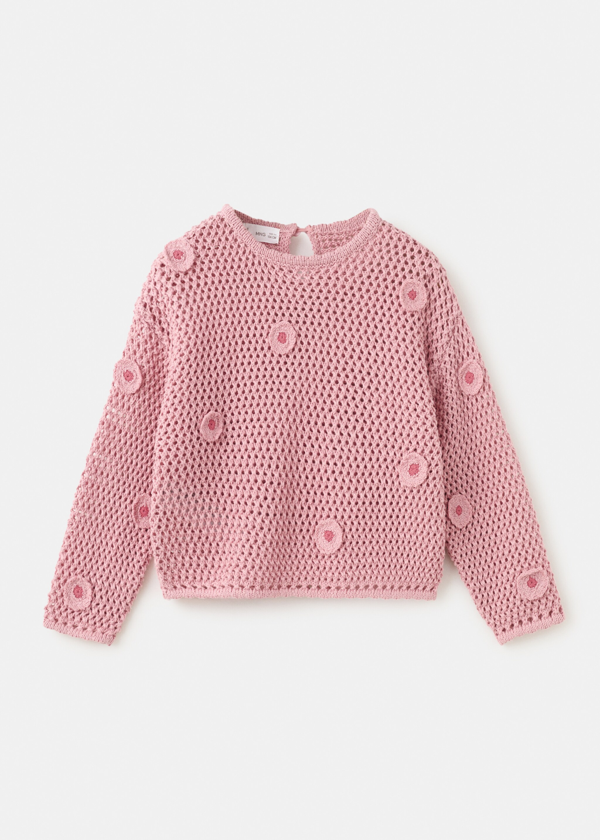 بلوفر بحياكة مخرمة - منتج دون نموذج, وردي باهت. Ref: 27056352-00.