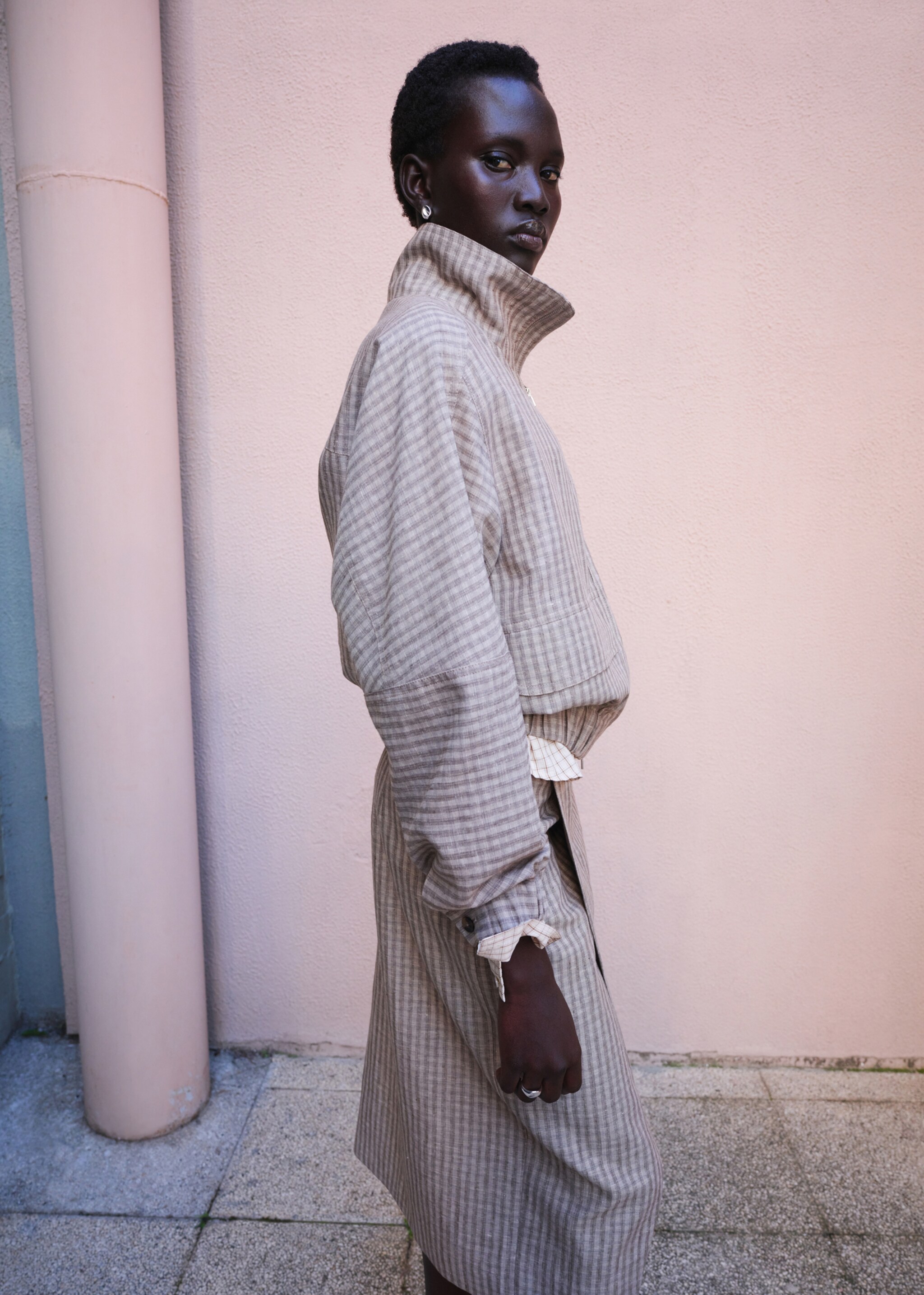 Check wrap skirt - Medium plane, Light/Pastel Grey. Ref: 27056362-00.