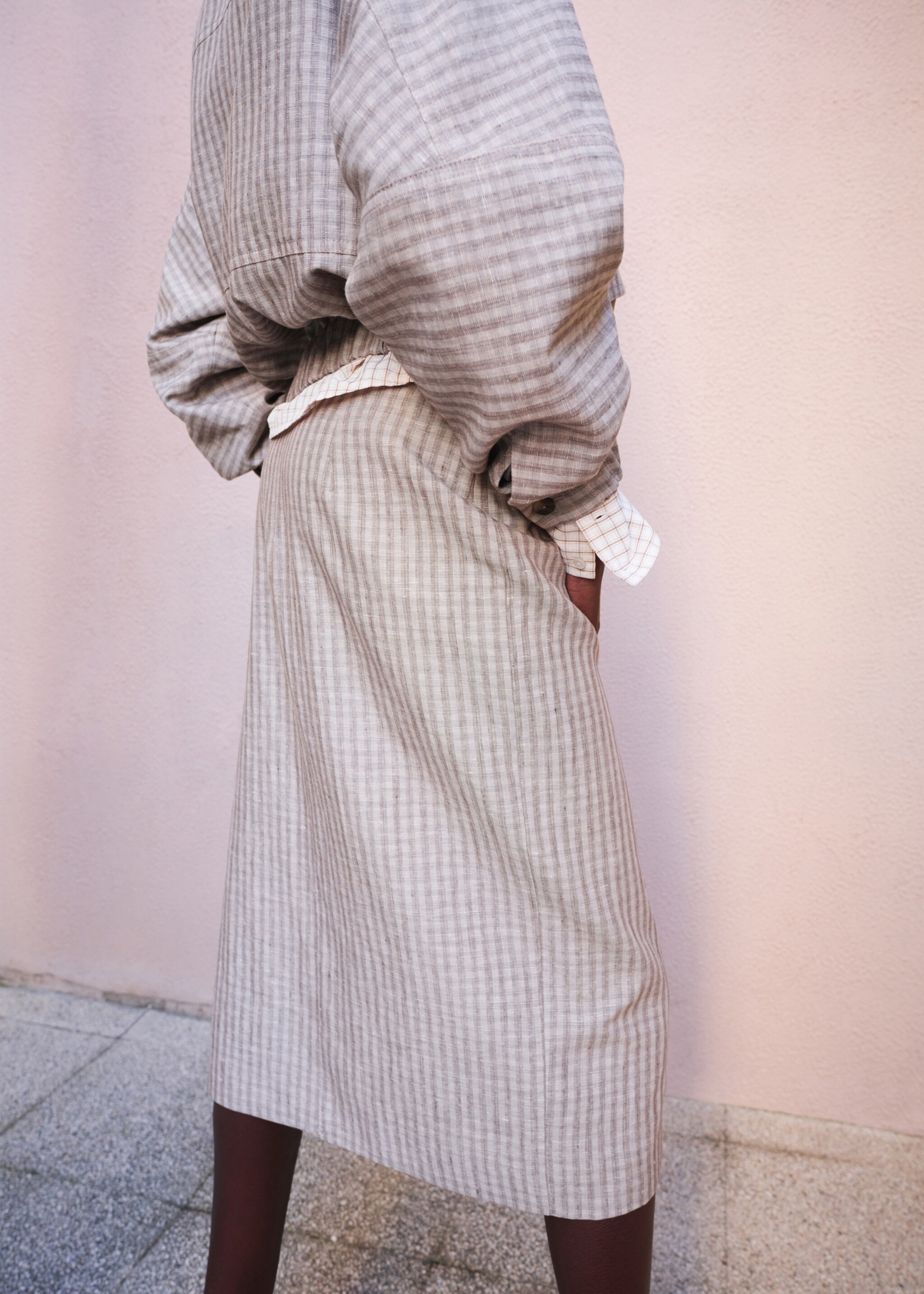 Check wrap skirt - Reverse of the article, Light/Pastel Grey. Ref: 27056362-00.