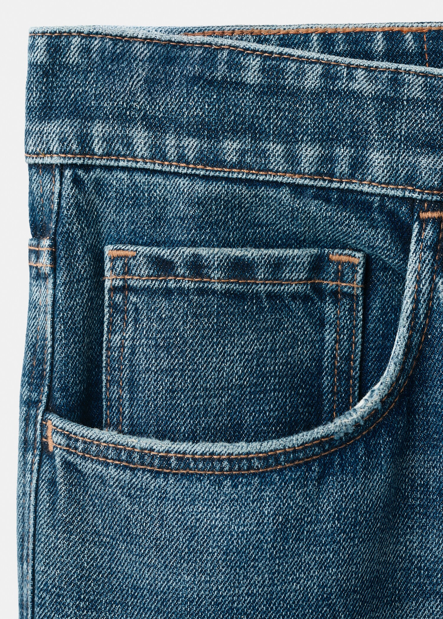 Straight fit cotton linen jeans - Pormenor do artigo 0